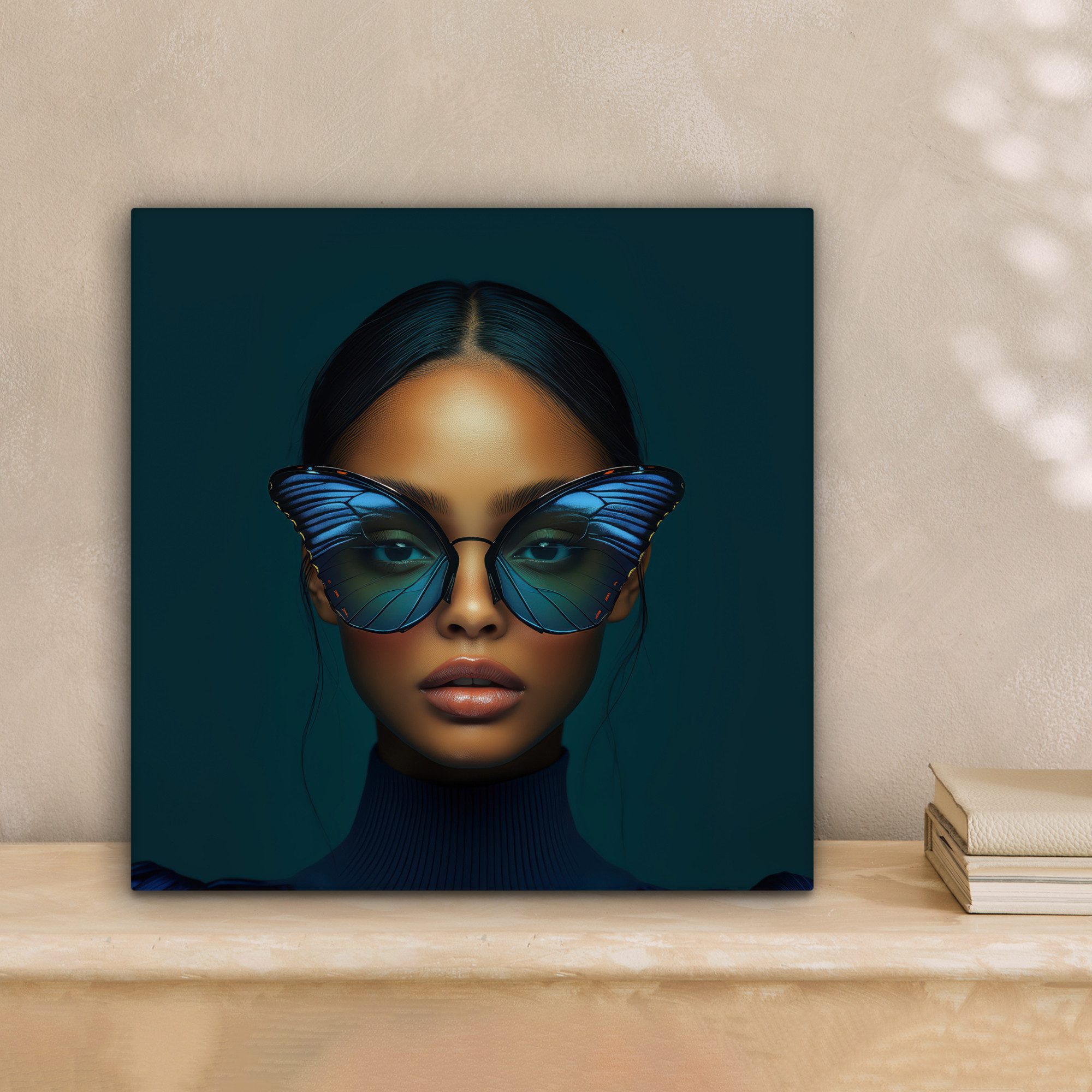 OneMillionCanvasses® Leinwandbild Frau - Schmetterling - günstig online kaufen