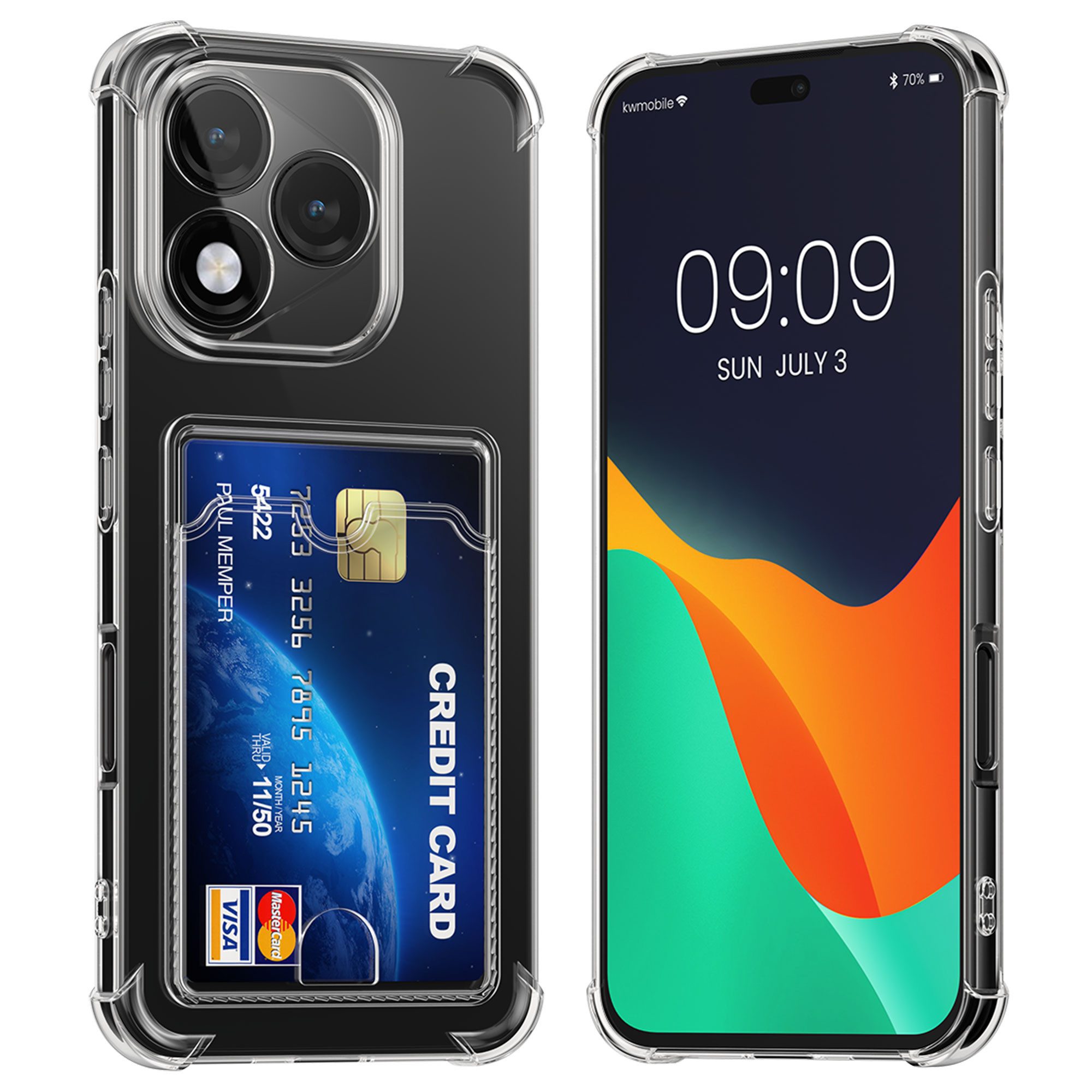 kwmobile Smartphone-Hülle Hülle mit Kartenfach für HONOR 400 Lite, Handyhülle 400 Lite mit Kartenfach Soft Case