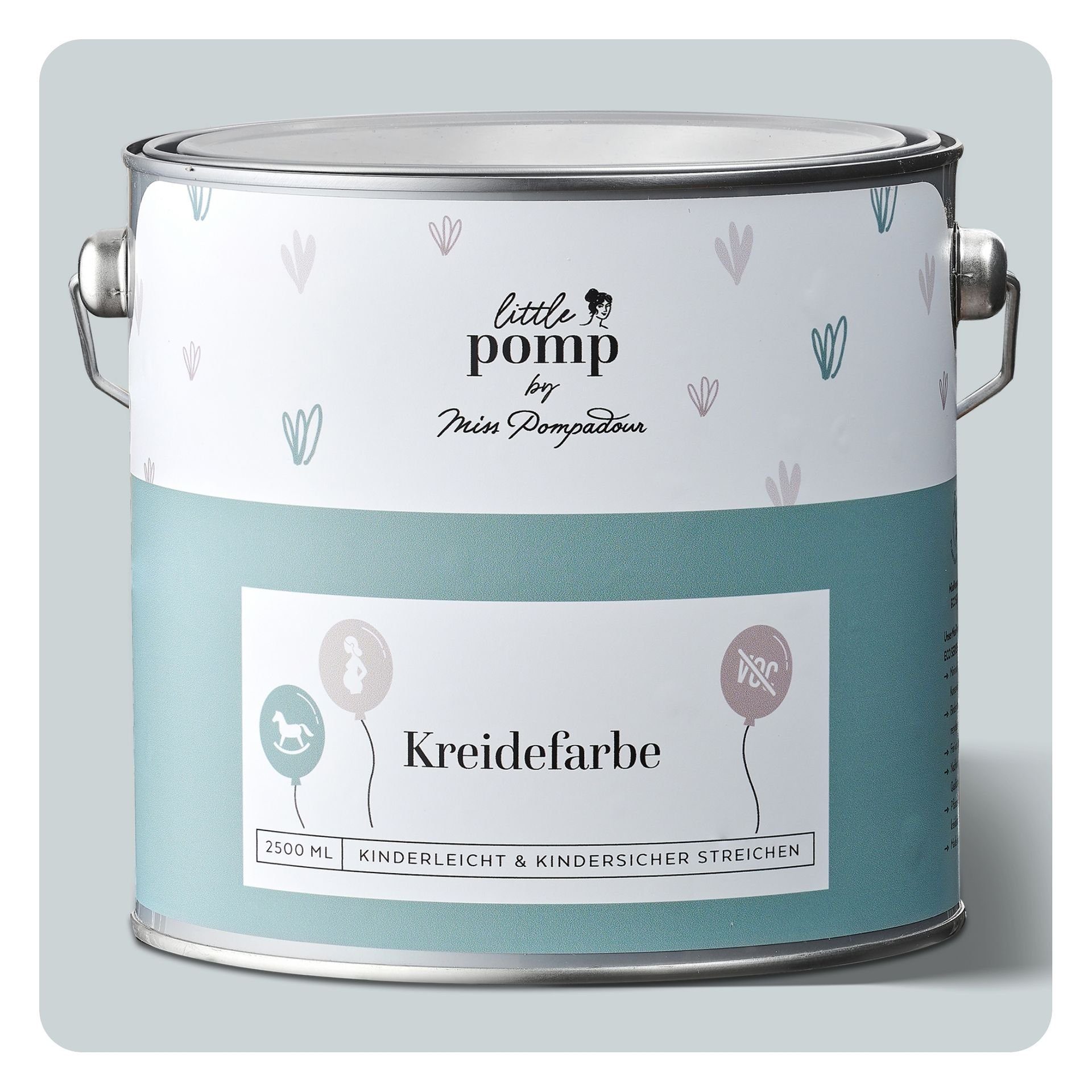 MissPompadour Kreidefarbe Grau & Entspannt - matte Kreidefarbe mit sehr hoher Deckkraft 2,5L, geruchsneutrale, spritzfreie Wandfarbe - atmungsaktiv, wasserbasiert