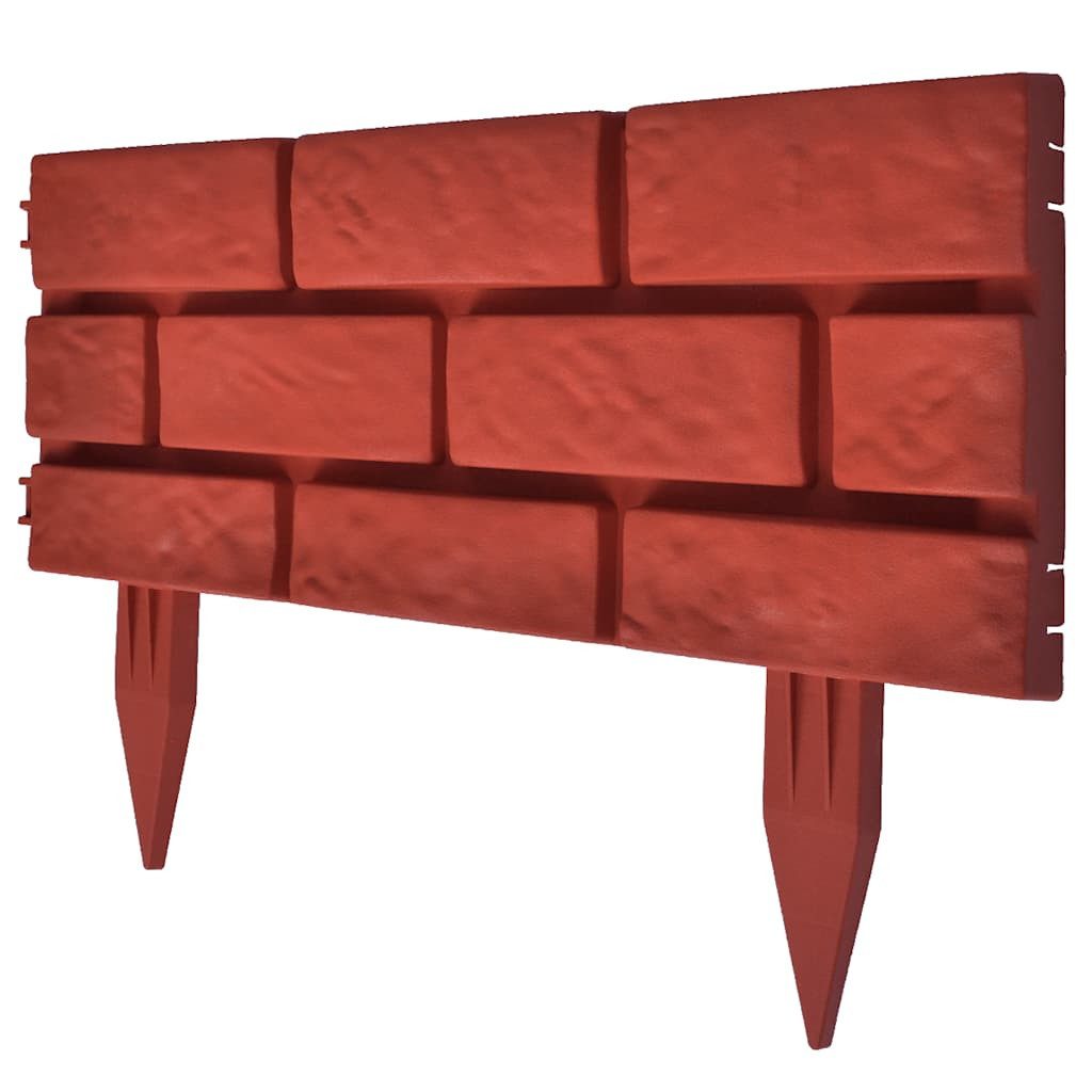 vidaXL Beetumrandung Rasenkanten 11 Stk. Backstein-Design, 11x Rasenkante Gartenpalisade Beeteinfassung Beetumrandung Gartenzaun