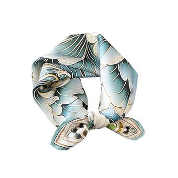 YRIIOMO Seidentuch Blauer Pfingstrosen-Blumenschal, dekorativer Schal, kleiner, quadratischer Schal,53 x 53 cm