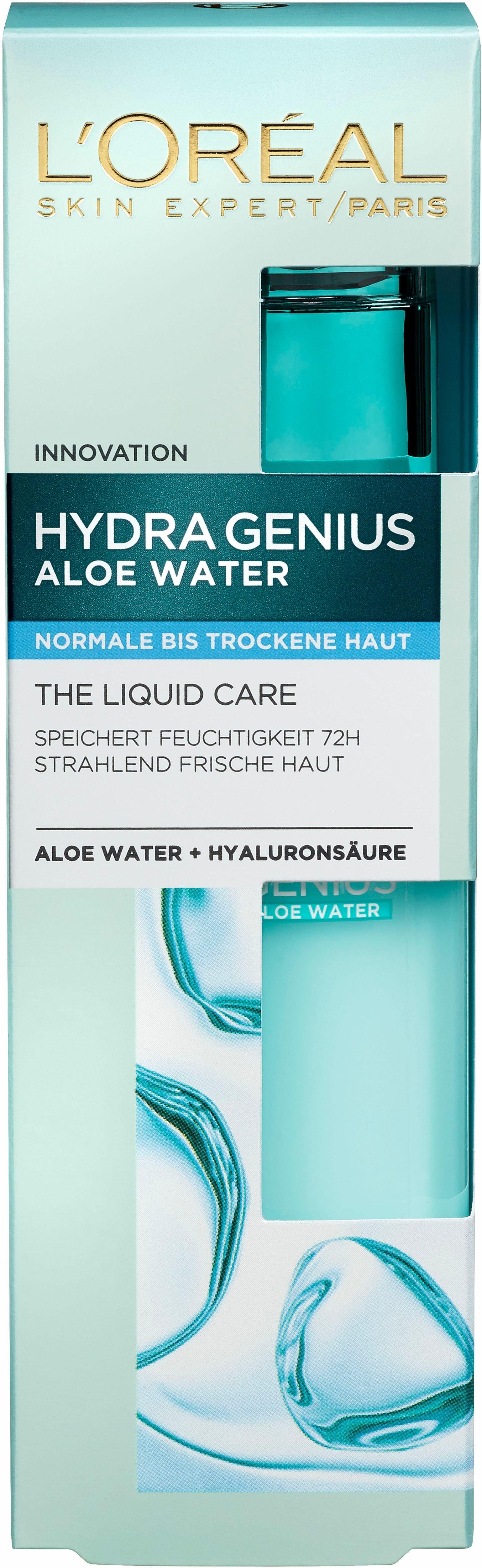 L'ORÉAL PARIS Gesichtsfluid Hydra Genius Aloe Aqua, hochkonzentrierte Feuchtigkeit, zieht sofort ein, weichere Haut