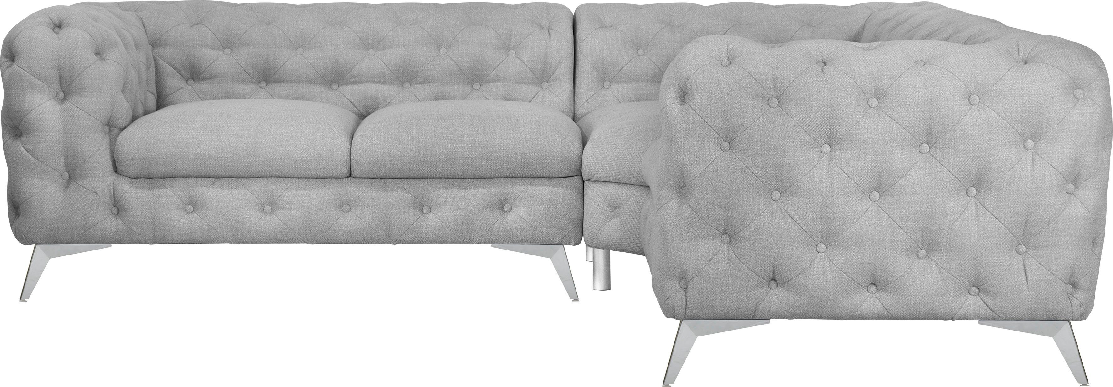 Leonique Chesterfield-Sofa "Ecksofa GLYNIS L-Form mit Wellenunterfederung, günstig online kaufen