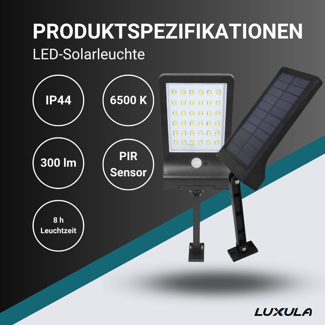 LUXULA LED Solarleuchte ENOVALITE Solar-Wandleuchte 300lm 6500K Kaltweiß Solar Wandlampe Außen, LED fest integriert, Kaltweiß – Bild 2 von 4
