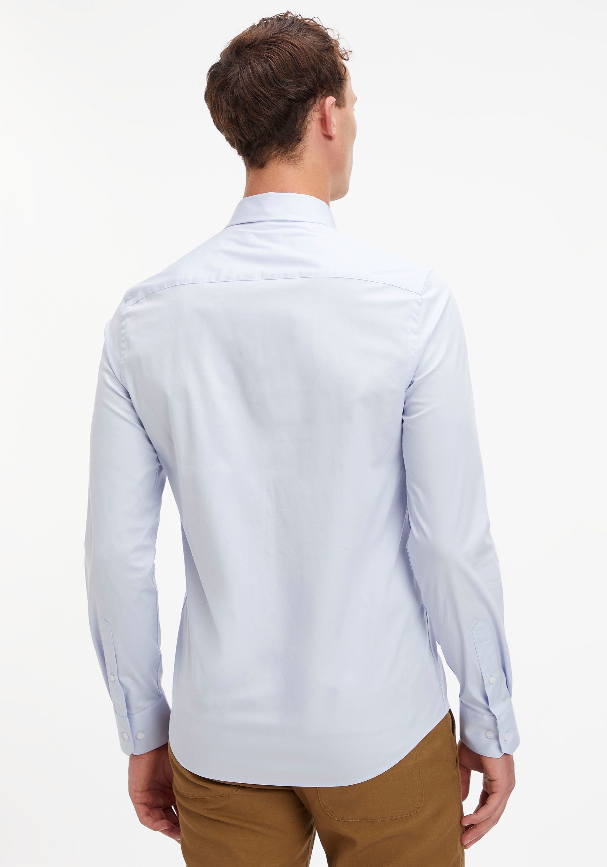 Brust POPLIN der Calvin auf SHIRT Calvin Logo STRETCH Klein blue Klein Businesshemd light SLIM mit