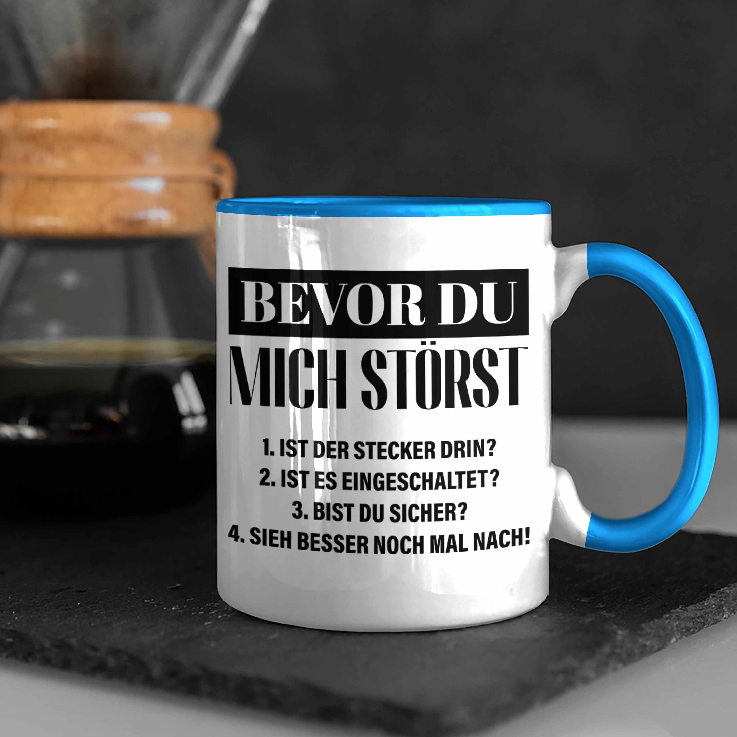 IT Support Spruch Lustiger Geschenk IT Blau Trendation Trendation Techniker Männer Informatiker Geschenk Tasse Tasse -