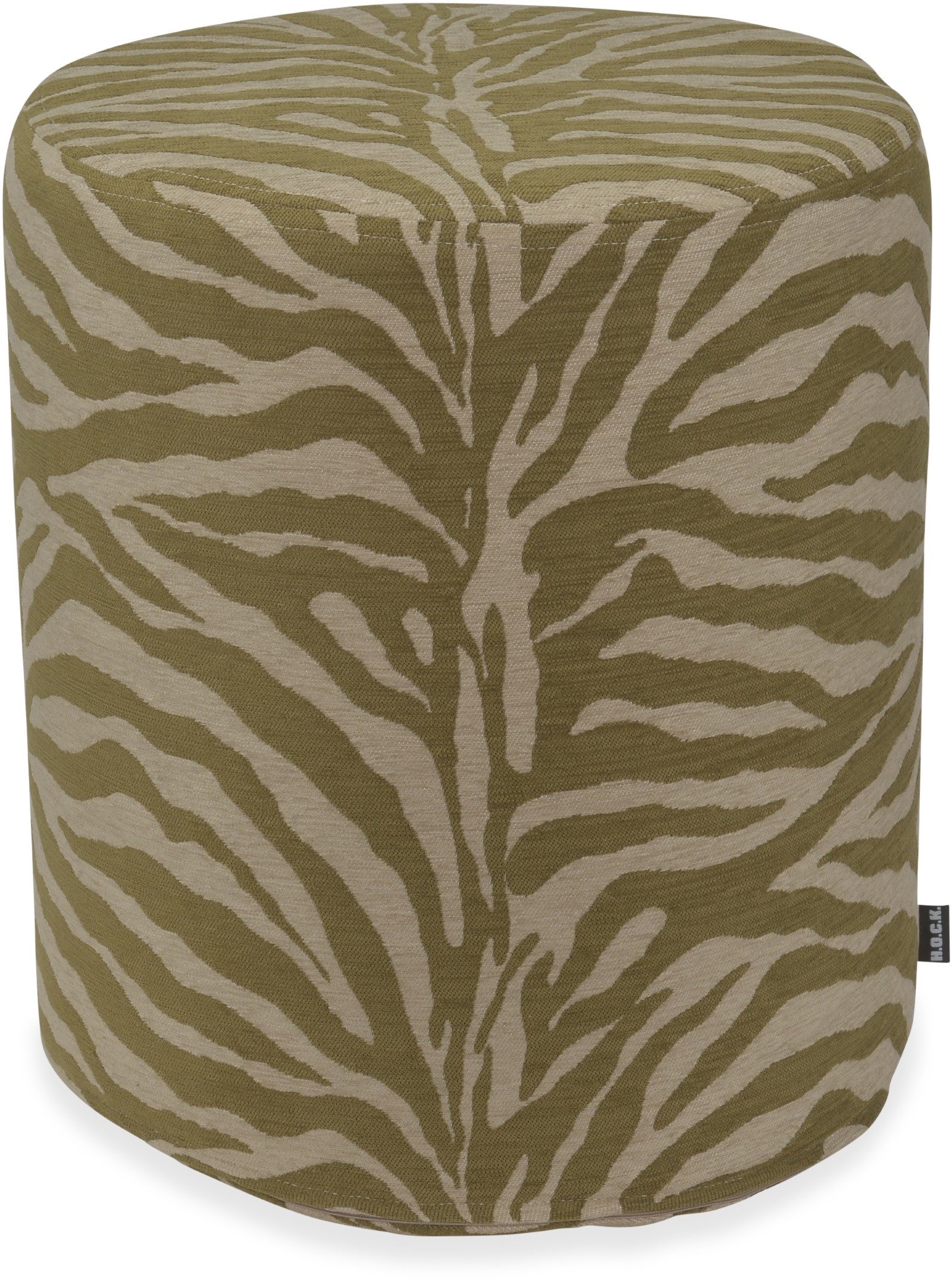 H.O.C.K. Sitzhocker H.O.C.K. Zari Hocker Pouf ø40x45cm rund - Olive Taupe Zebra Muster, Hocker, Barhocker & Sitzhocker, Pouf, Badhocker, Wohnzimmer Hocker