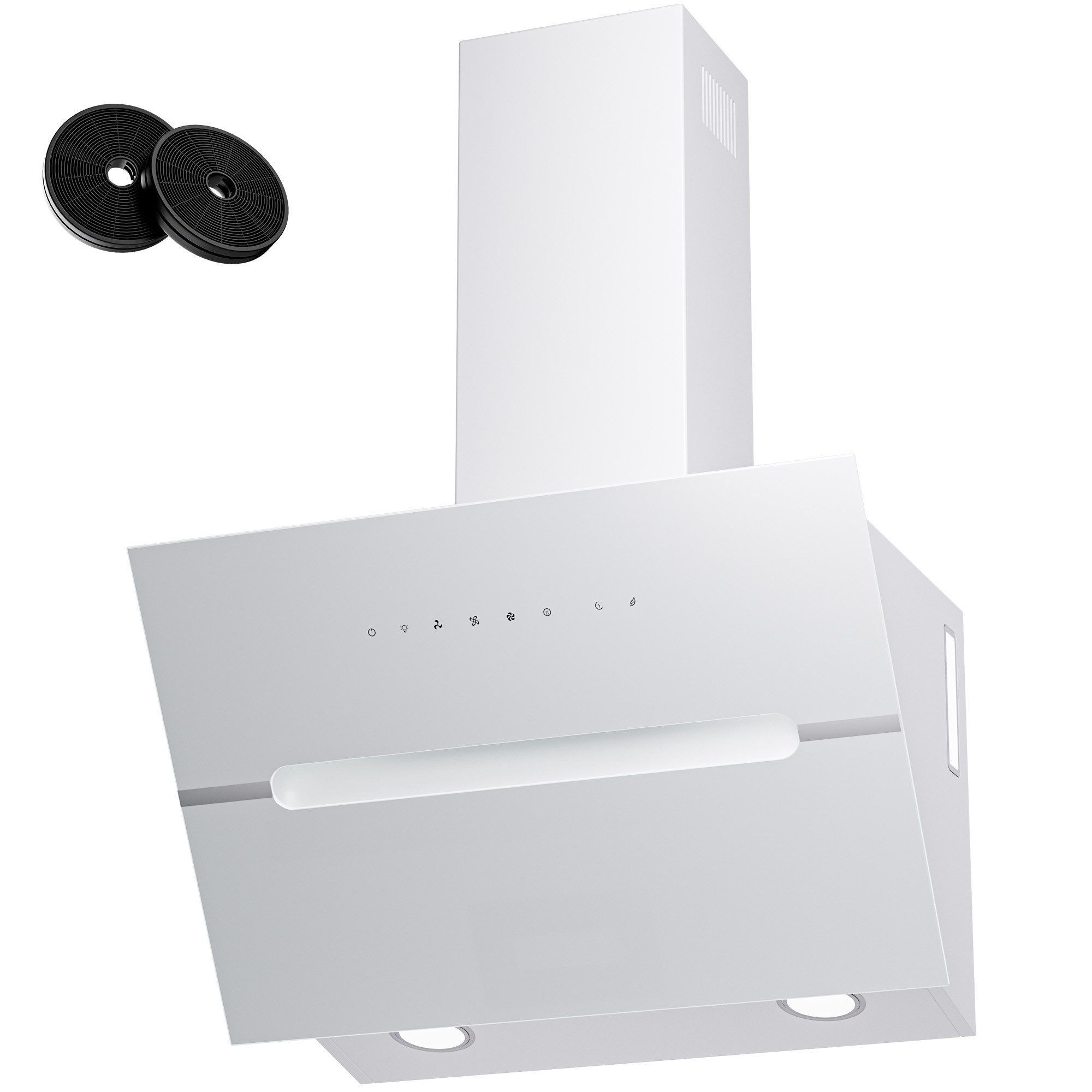 Levivo Kopffreihaube A+++ Dunstabzugshaube 60cm und 90cm Umluft & Abluft mit 720 m³/h Aktivkohlefiltern, Fettfiltern, LED-Beleuchtung
