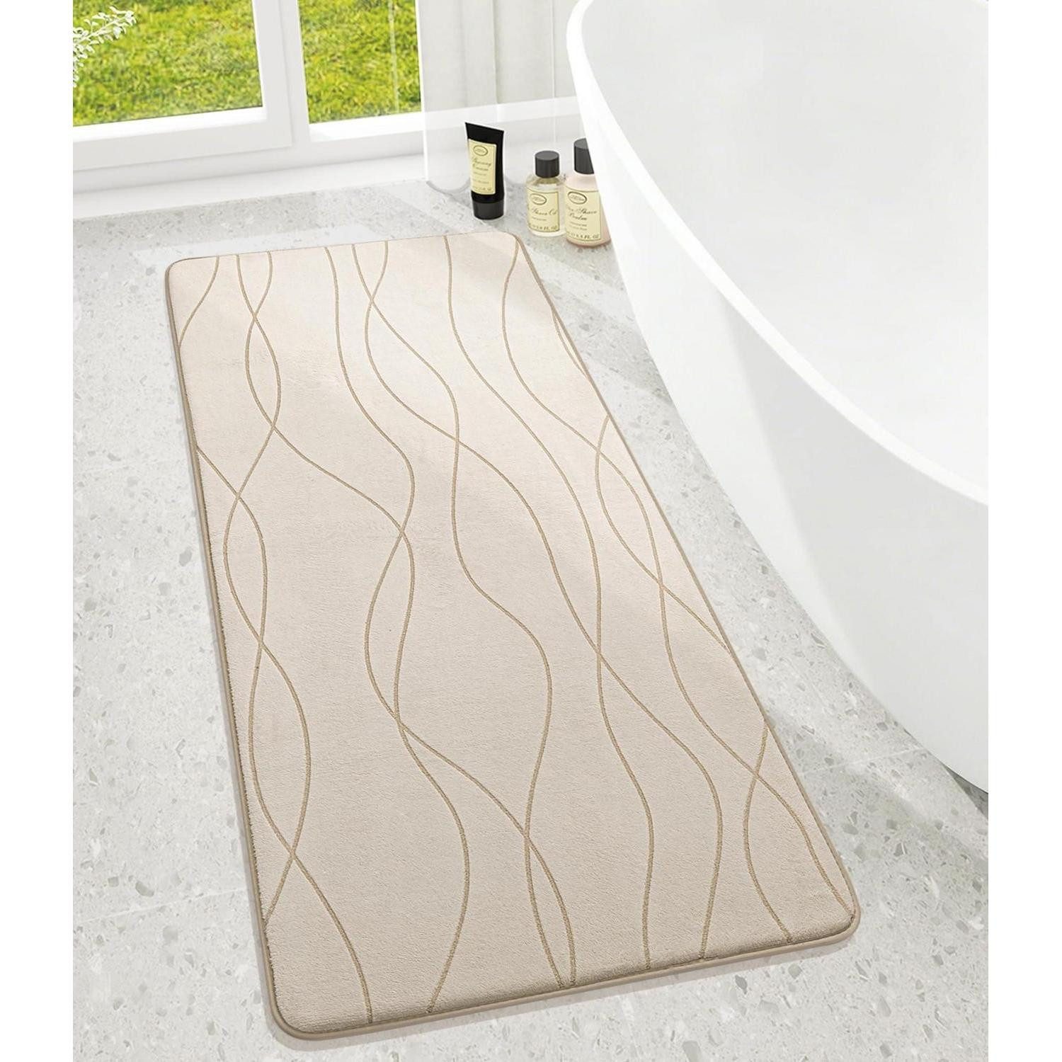 LuxusKollektion Schaum-Badematte Badezimmerteppich Memoryschaum Beige 60x150cm