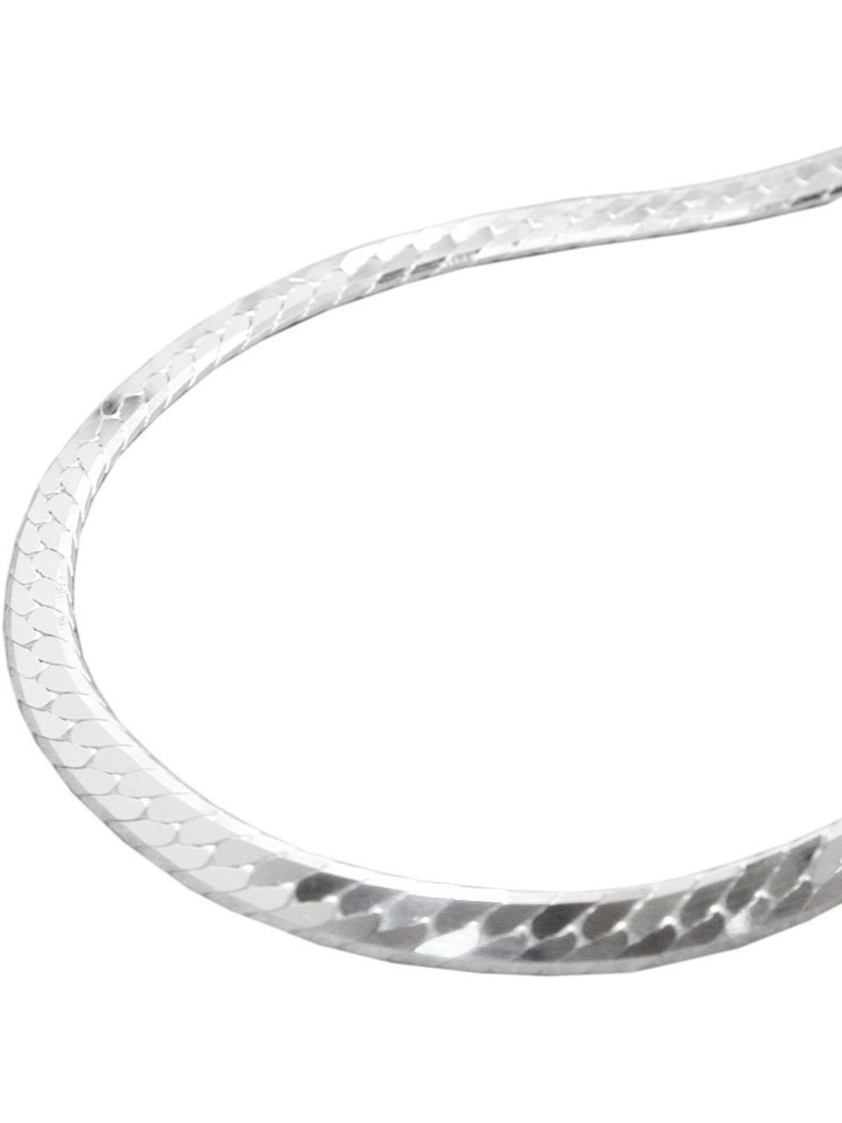 Gallay Silberarmband 3mm Panzerkette flach gedrückt glänzend diamantiert Silber 925 19cm (Silberarmband, 1-tlg)