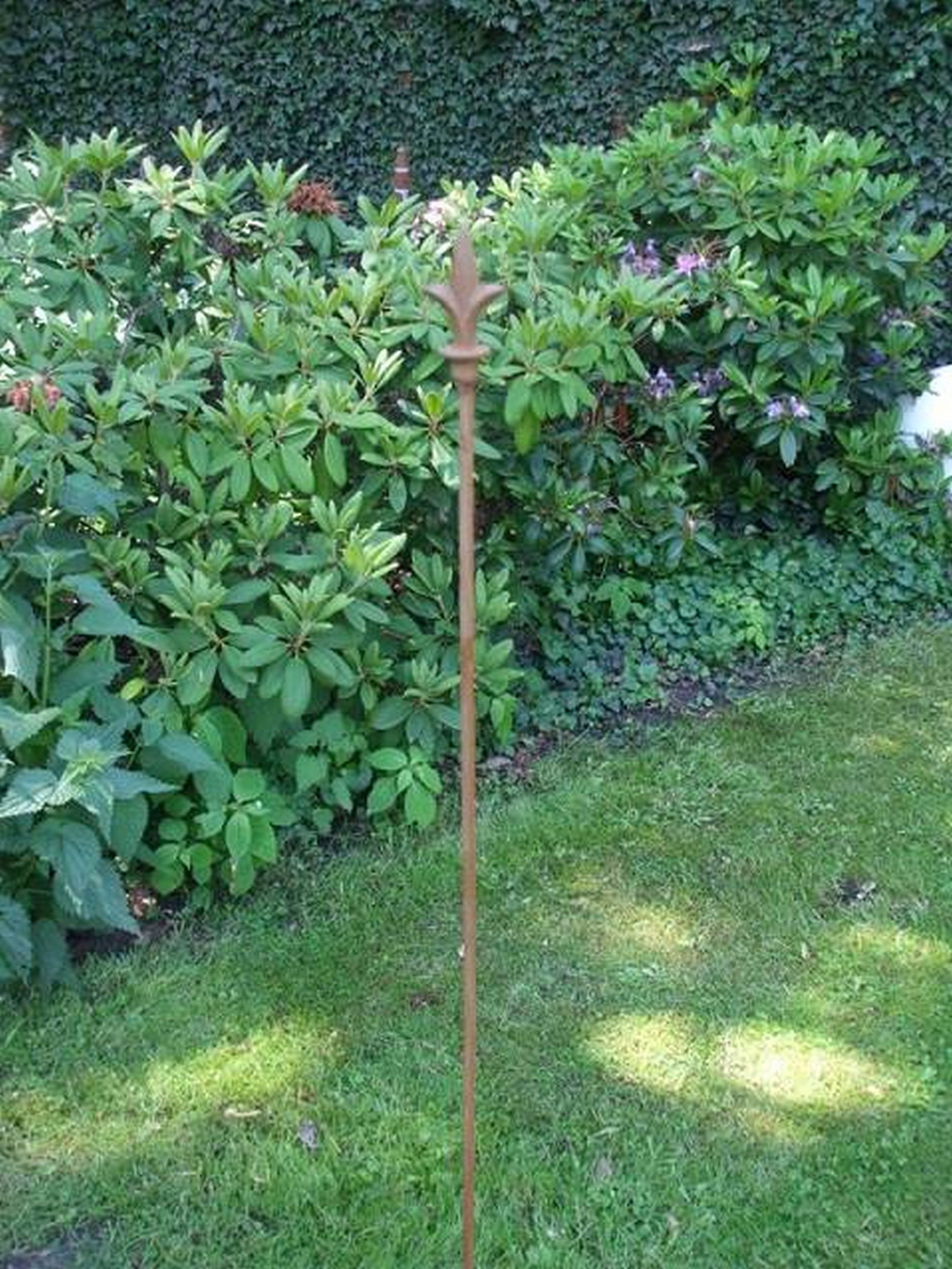 Deko-Impression Rankhilfe 3 Stück Gartenstab Rankstab Rosenstab 150 cm Spitze Eisen Rost, 3 St.