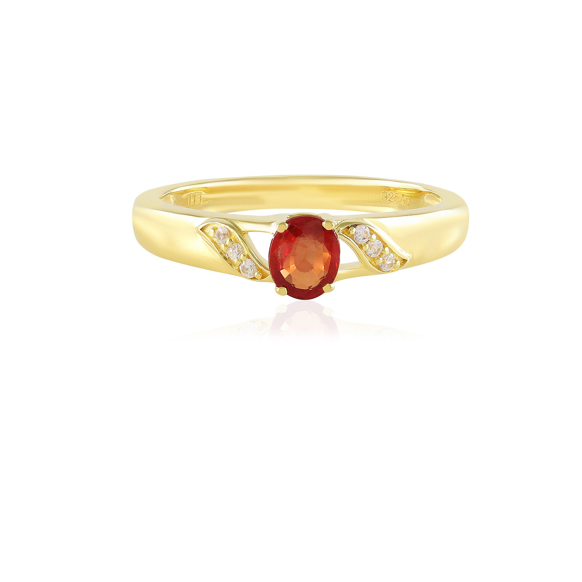 Cavill Silberring Tansanischer Rubin Goldplattierter Silberring (1-tlg)