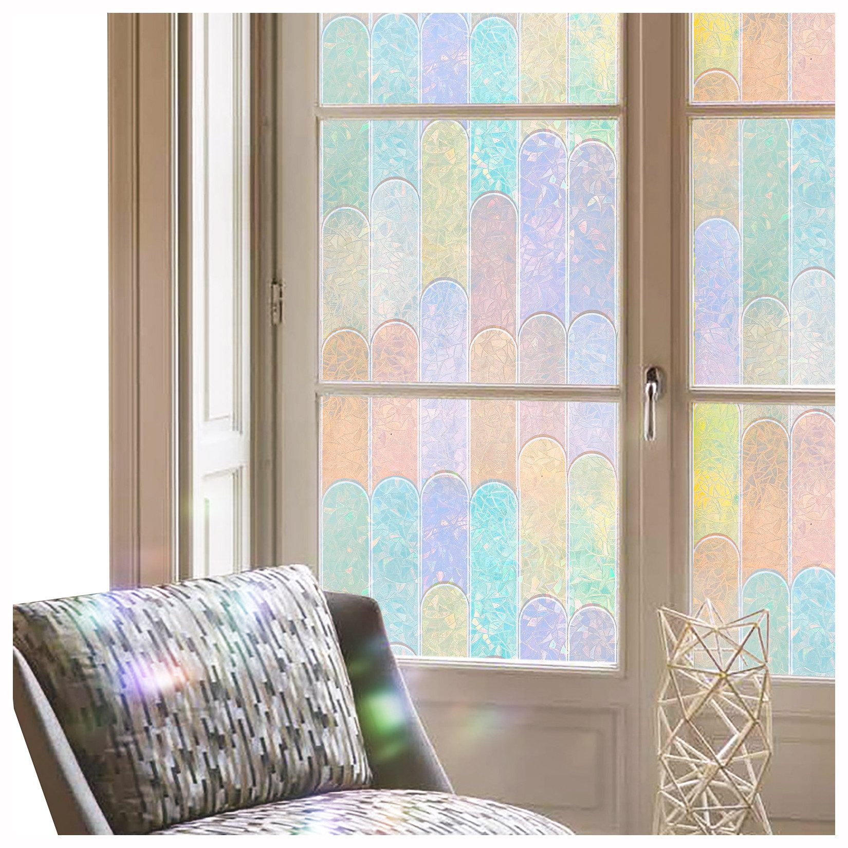 Agger Fensterfolie Bunte Fensterfolie, Sichtschutzfolie für Fenster, statische Fensterfolie