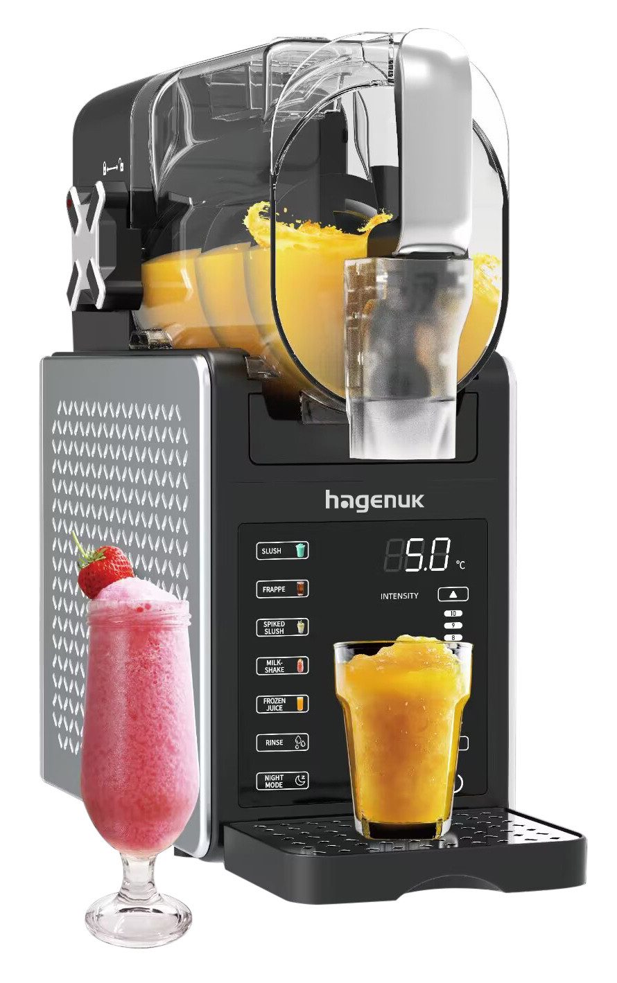 Hagenuk Slush-Eismaschine Softice-Maschine mit Temperaturanzeige, Auto-Clean-Funktion, 2,2 l, 200 W, 30 Minuten Zubreitungszeit, Reinigungsfunktion, natürliches Kühlmittel