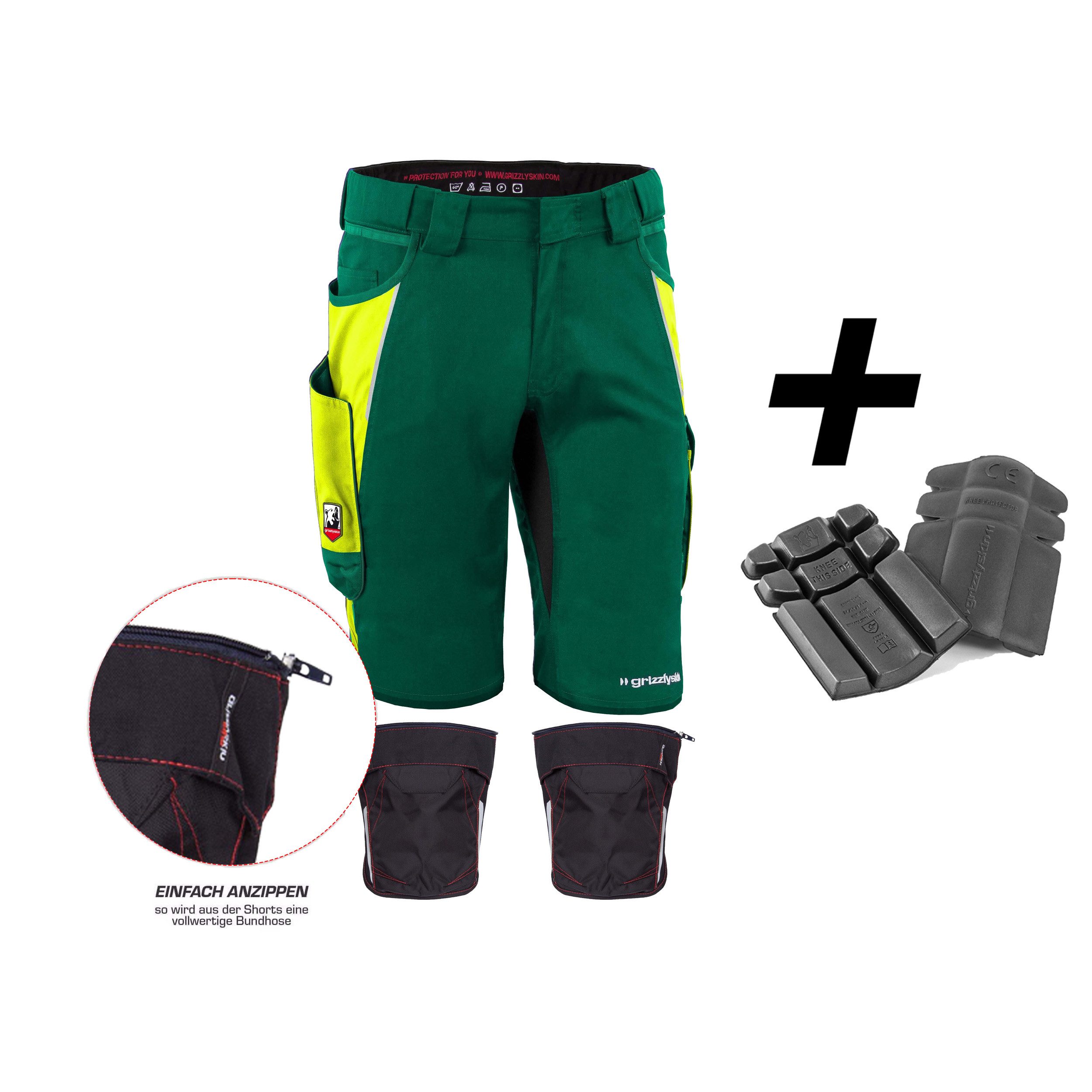 Qualitex Workwear Arbeitsshorts HANDWERKER-BUNDLE IRON Shorts + Kniepolstertasche inklusiv Kniepolster (3-tlg) modern kurze Arbeitshose - 13 Taschen - Strapazierfähig - Atmungsaktiv