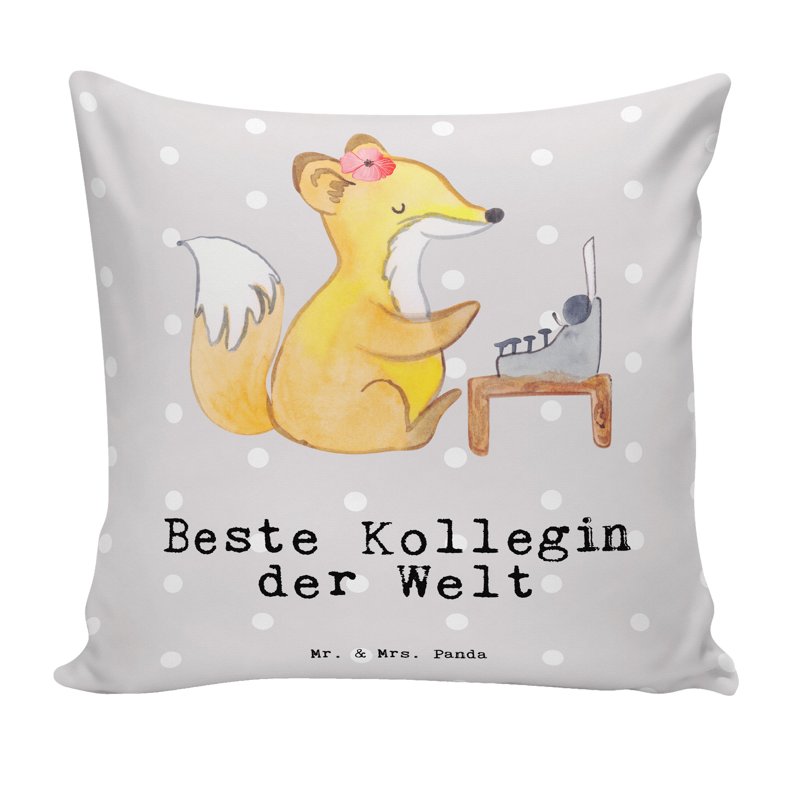 Mr. & Mrs. Panda Dekokissen Fuchs Beste Kollegin der Welt - Grau Pastell - Geschenk, Geschenkidee