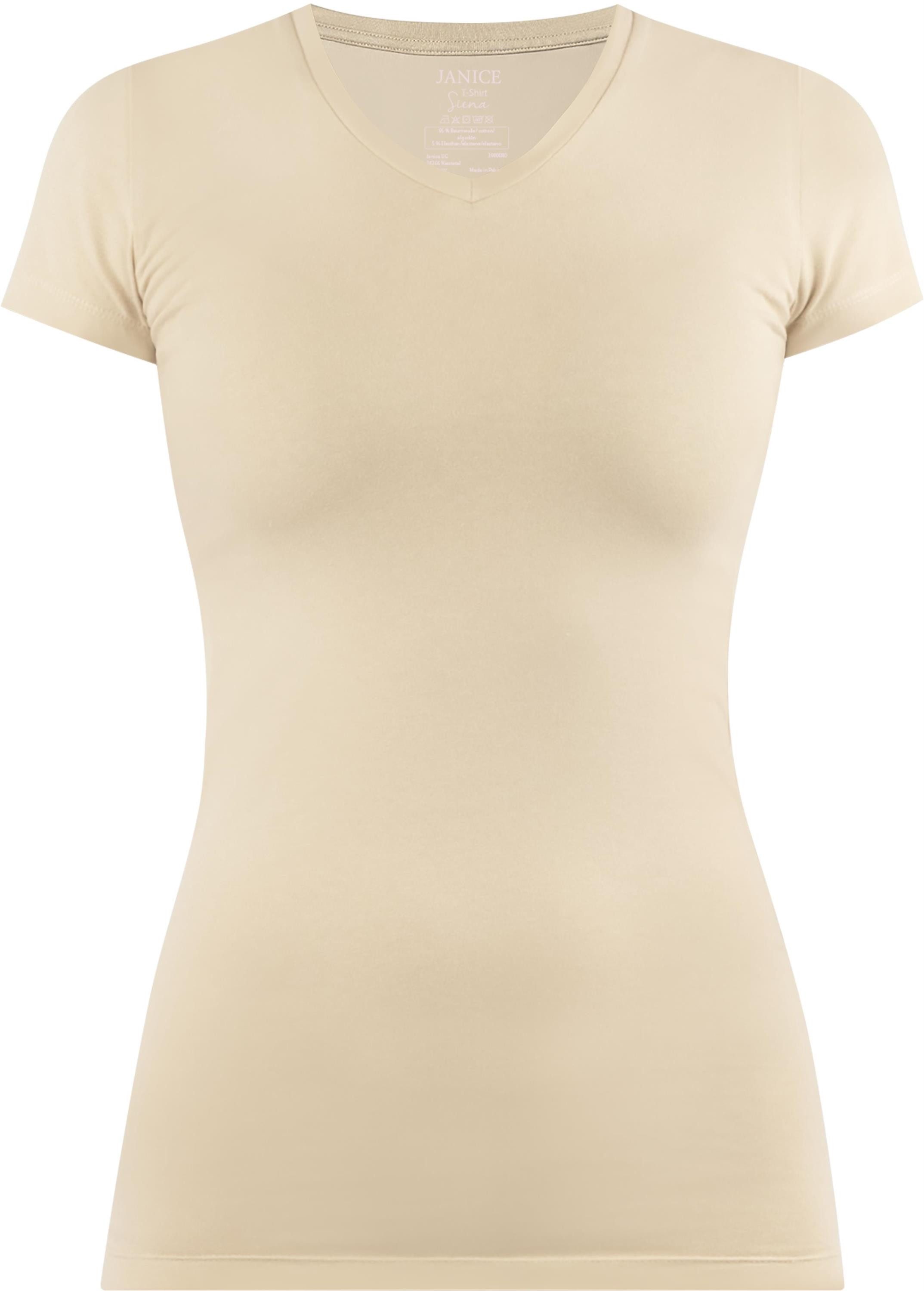 normani Kurzarmshirt Figurbetontes T-Shirt mit V-Ausschnitt günstig online kaufen