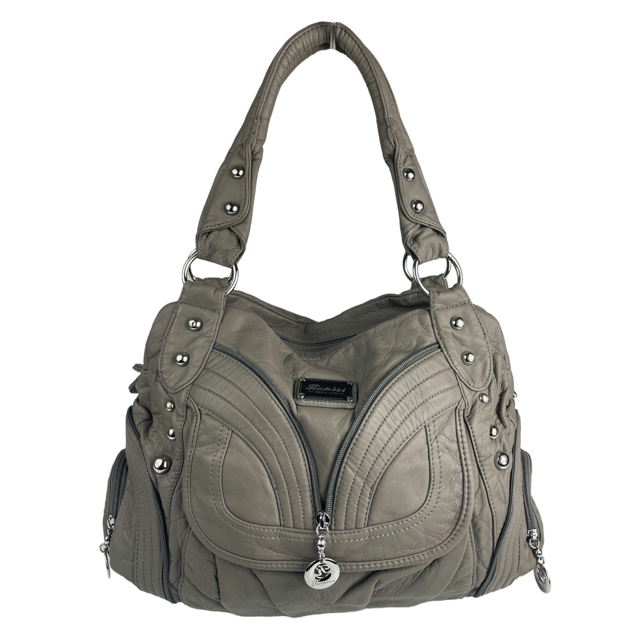 Taschen4life Schultertasche klassische Damen Handtasche AK1168, Tasche mit vielen  Fächern, Alltagstasche