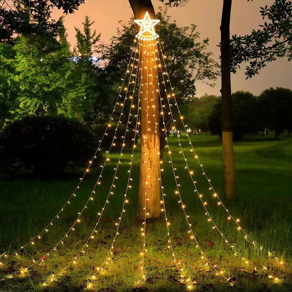 GelldG LED Solarleuchte Dimmbar Weihnachtsbaum Lichterkette Außen für  Tannenbaum, Party