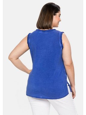 Sheego Tanktop Große Größen mit Stickerei vorn, im gewaschenen Look