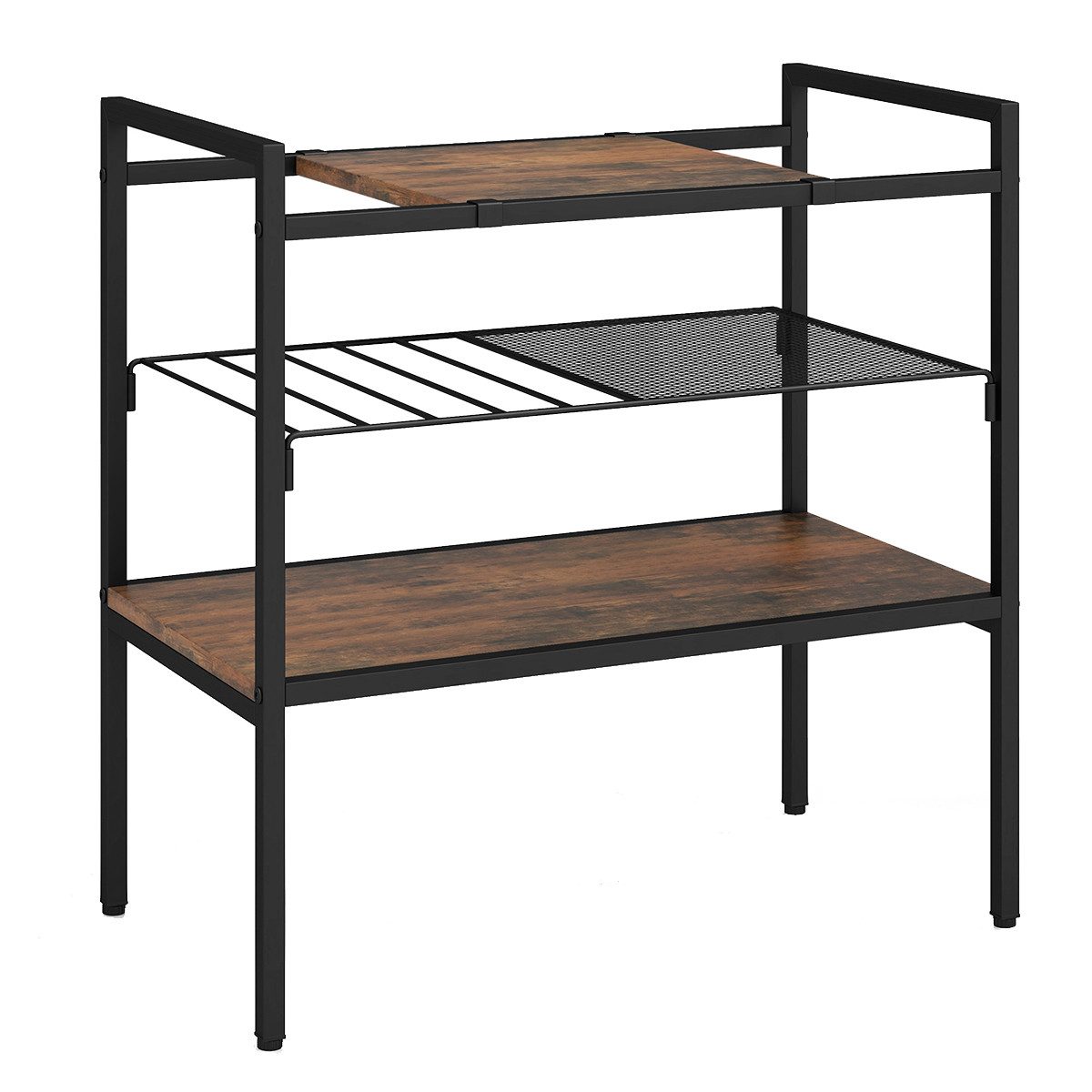 COSTWAY Beistelltisch, mit abnehmbarer Platte & Gitterablage, 60x33,5x61cm