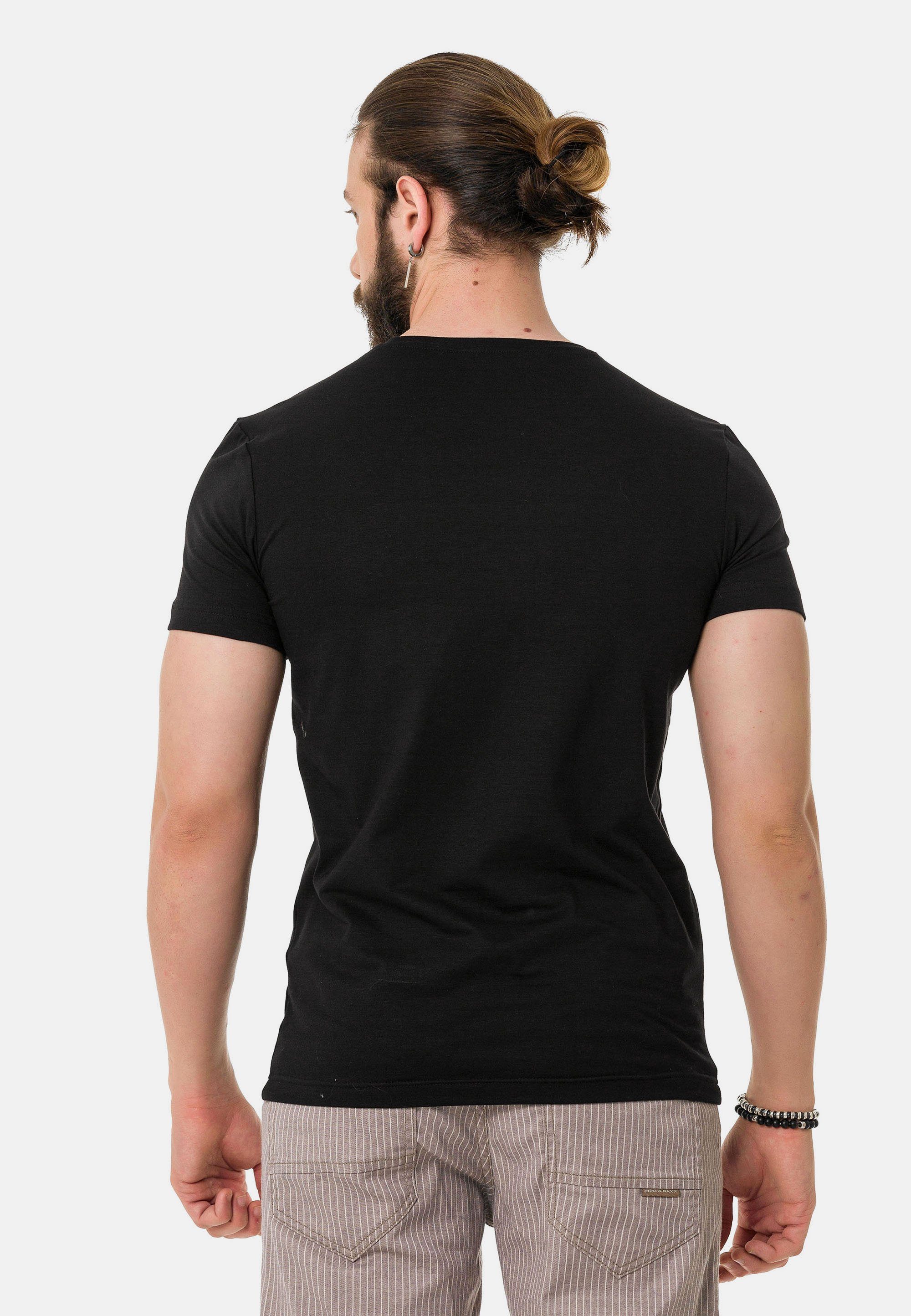 coolem mit & schwarz Cipo T-Shirt Baxx Statement-Print