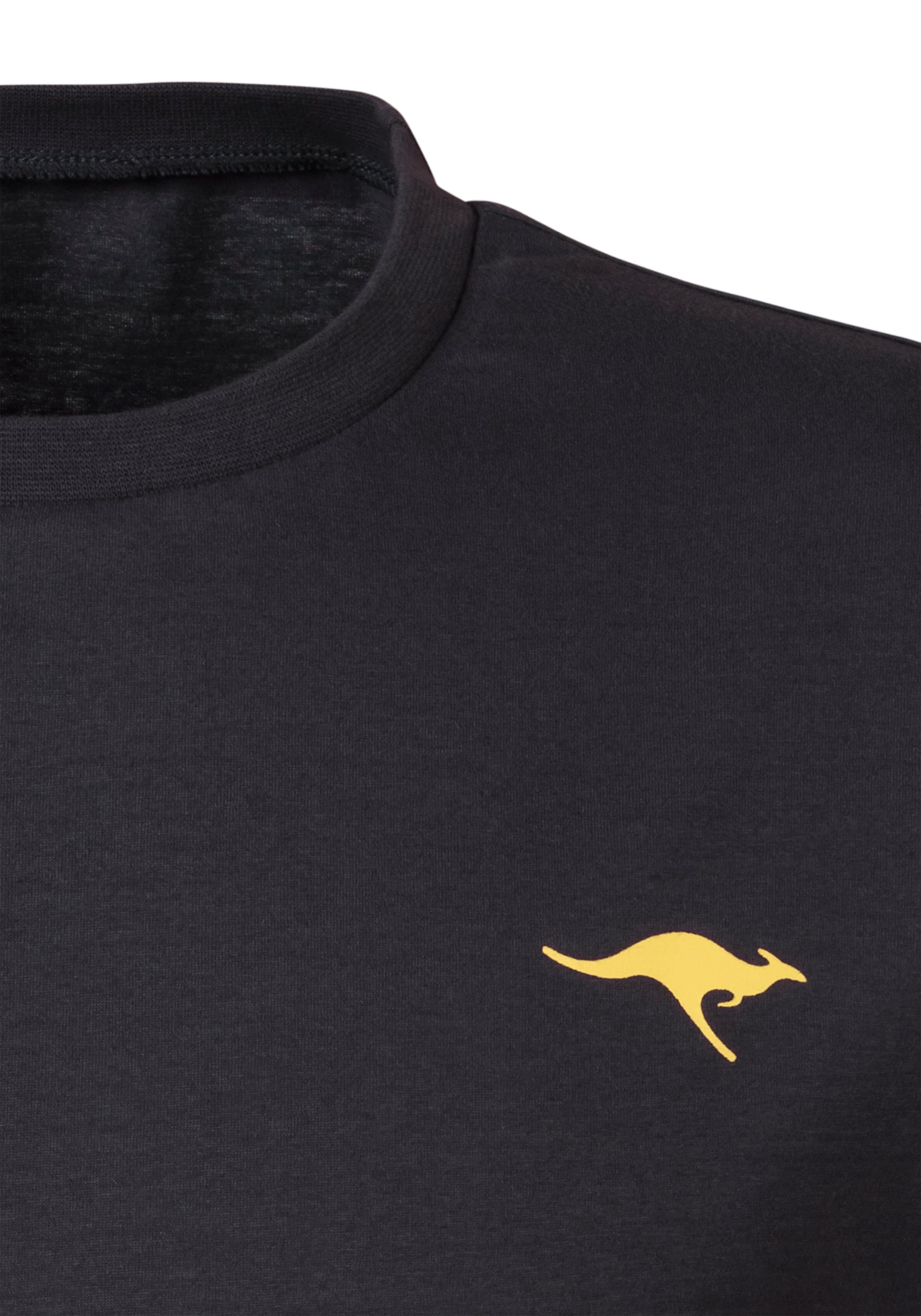 KangaROOS Kurzarmshirt (2er-Pack) mit grau-meliert, Brust KangaROOS auf der anthrazit Print