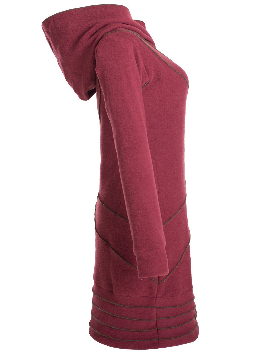 Vishes Midikleid Patchwork Hoodie Eco Fleecekleid mit Daumenlöchern Hippie, Boho, Goa Style