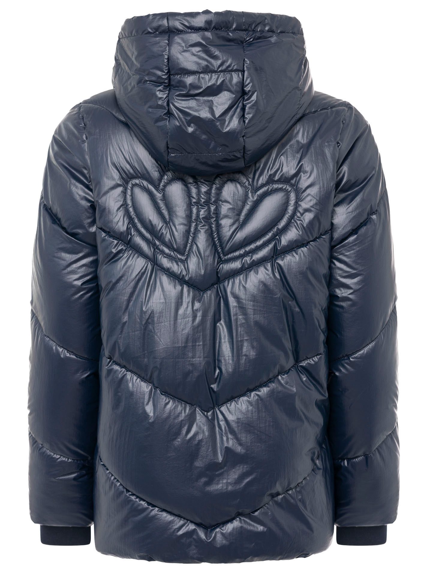 Zwillingsherz Steppjacke "Zwillingsherz" glänzend, Kapuze, Herzchen-Prägung am Rücken