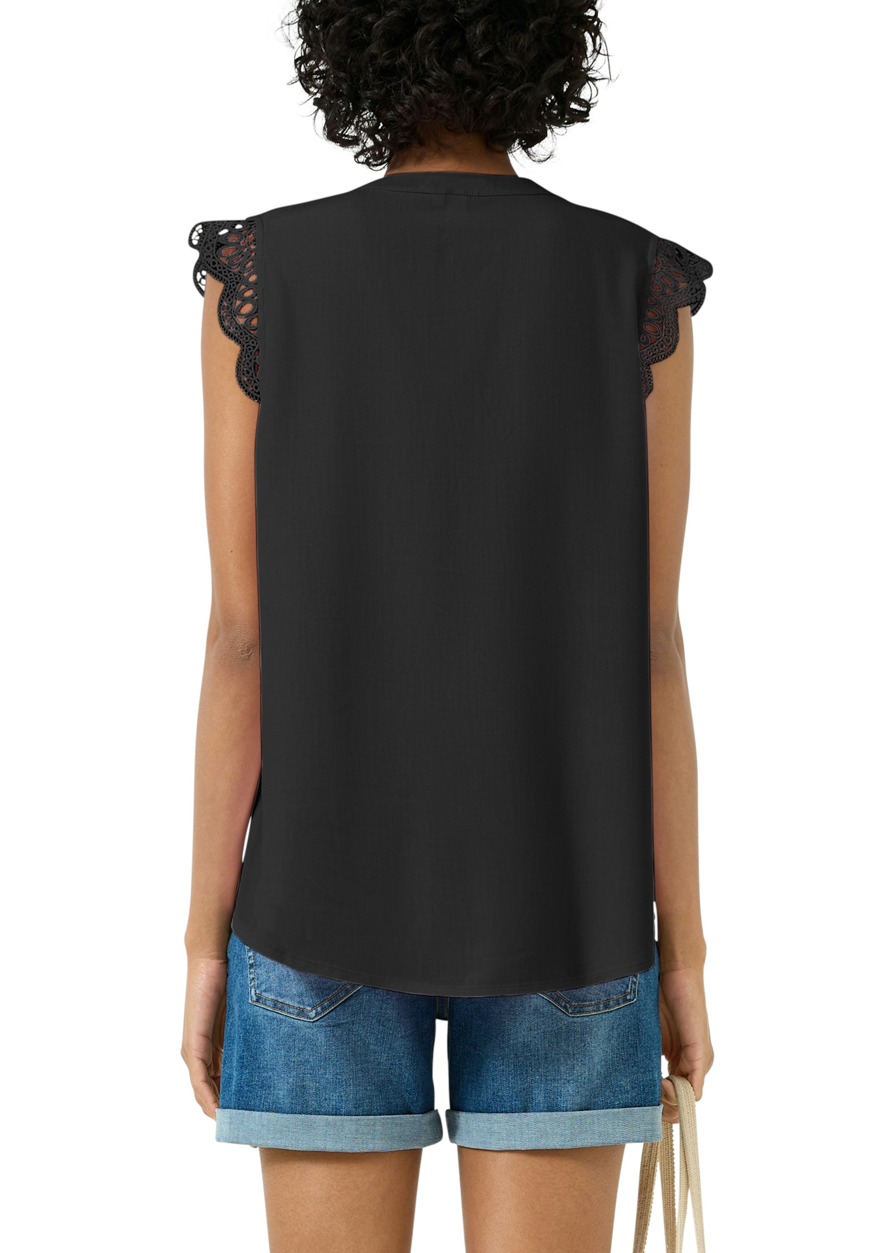QS Blusentop Sommmertop mit Häkel-Details an der Schulter günstig online kaufen