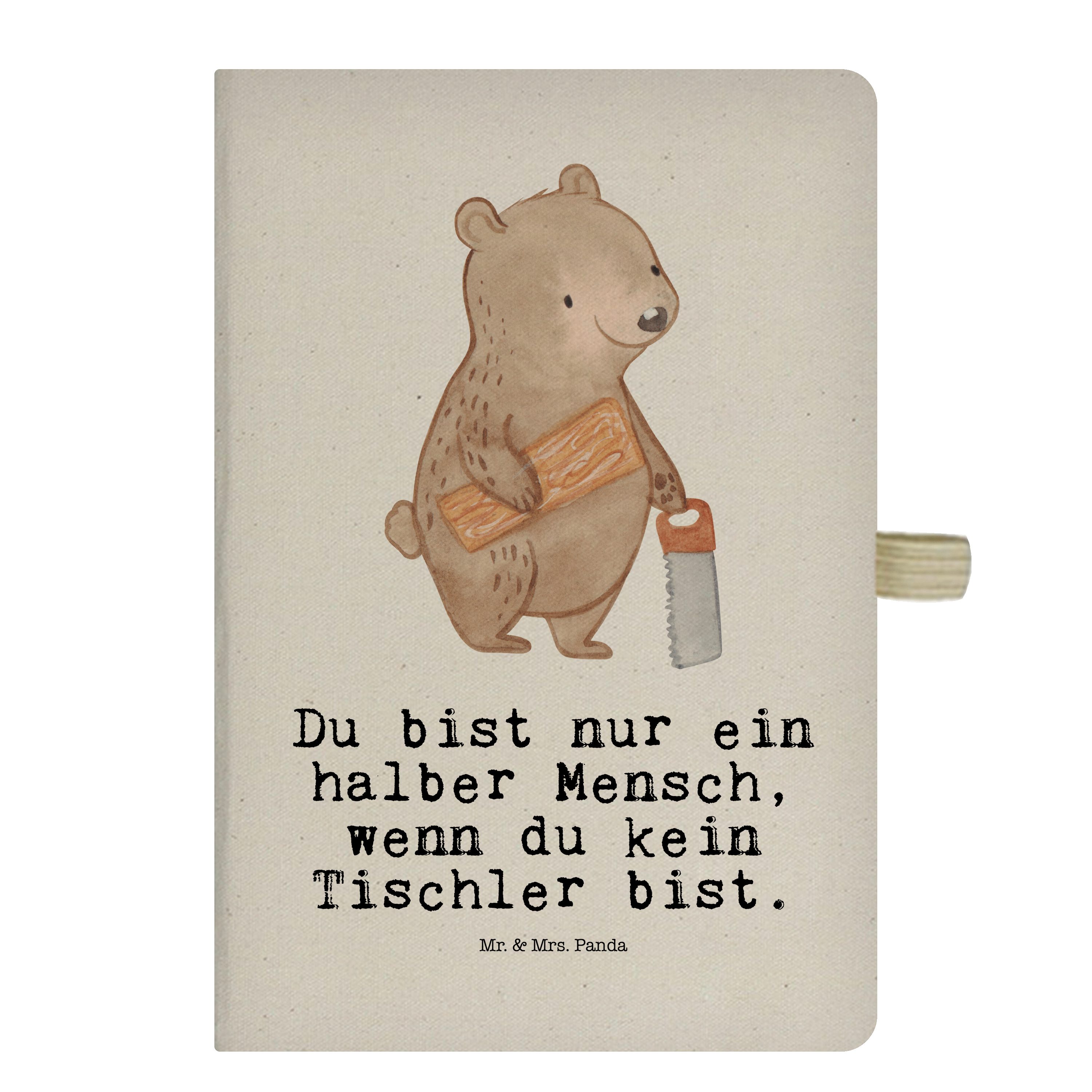 Mr. & Mrs. Panda Notizbuch Tischler mit Herz - Transparent - Geschenk, Tagebuch, Schreibbuch, Ad Mr. & Mrs. Panda