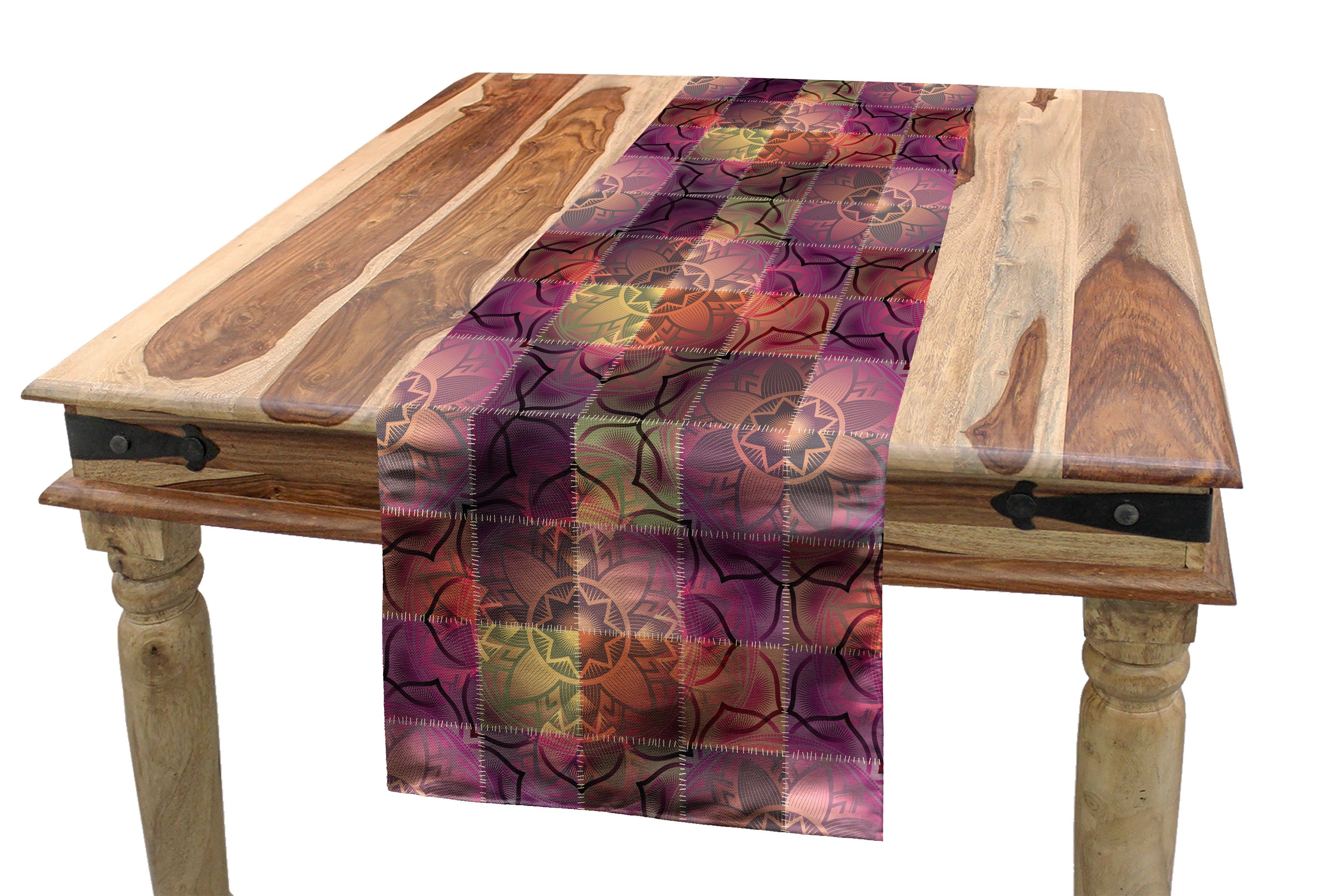 Abakuhaus Tischläufer Esszimmer Küche Rechteckiger Dekorativer Tischläufer, Ethnisch Moderne Mandala-Motiv