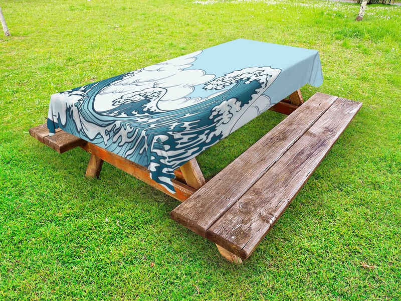 Abakuhaus Tischdecke dekorative waschbare Picknick-Tischdecke, japanische Welle Tsunami-Wellen-Szene