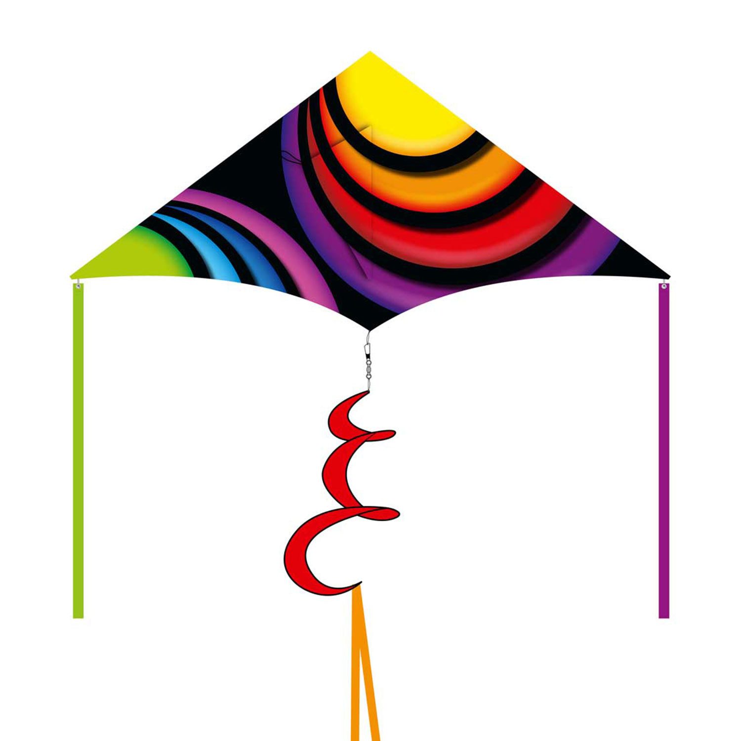 HQ Flug-Drache HQ Kinderdrachen Einleiner Delta XL Circles 210 cm, ein echter Hingucker am Himmel und leicht zu fliegen