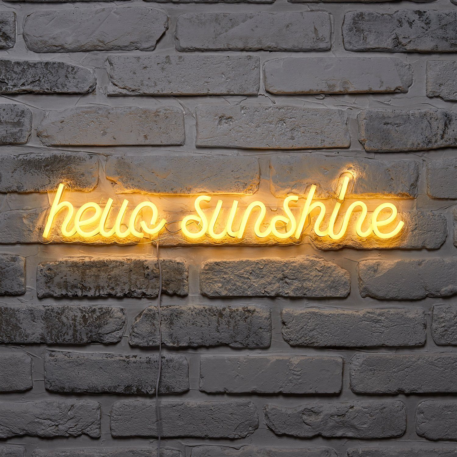 Lights4fun LED Wandleuchte Neon Schriftzug Hello Sunshine – Bild 3 von 4