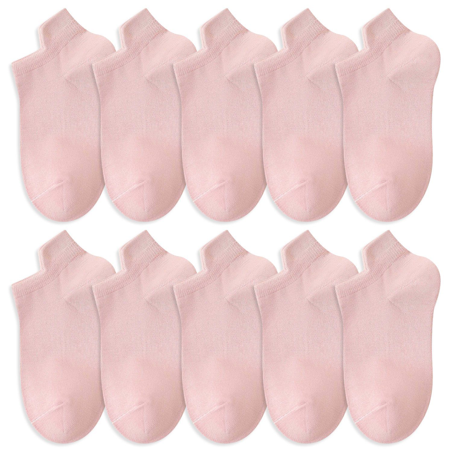 Basicsocken Rosa Low Socken (10-Paar) mit Bündchen Cut Atmungsaktive erhöhtem MAGICSHE