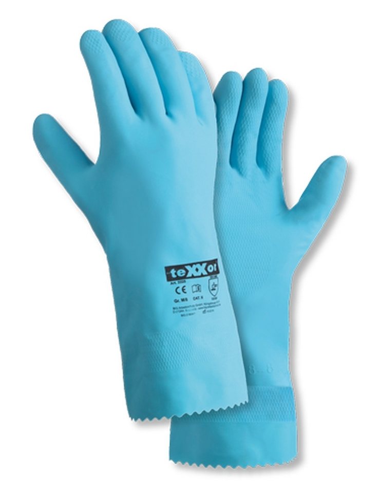 teXXor Reinigungshandschuh Haushaltshandschuhe Lebensmitteleignung latex 2225 (Packung, 10-St., VPE= 10-200 Paar, Gr 6-10) naturlatex / Gitterprofil für mehr Grip