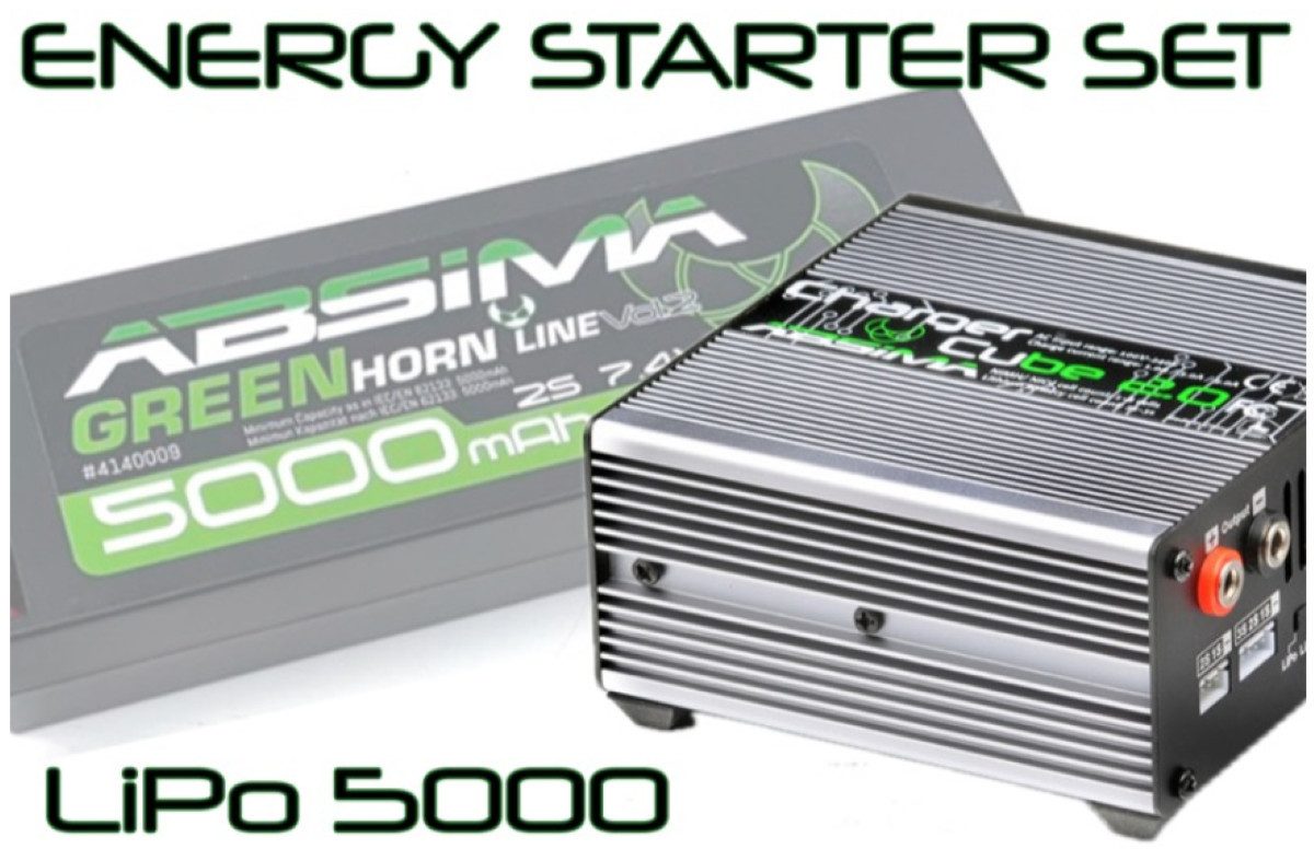 Absima RC Energy Starter Set 5000 (LiPo/Cube 2.0) 4200032 Akku Starter-Set