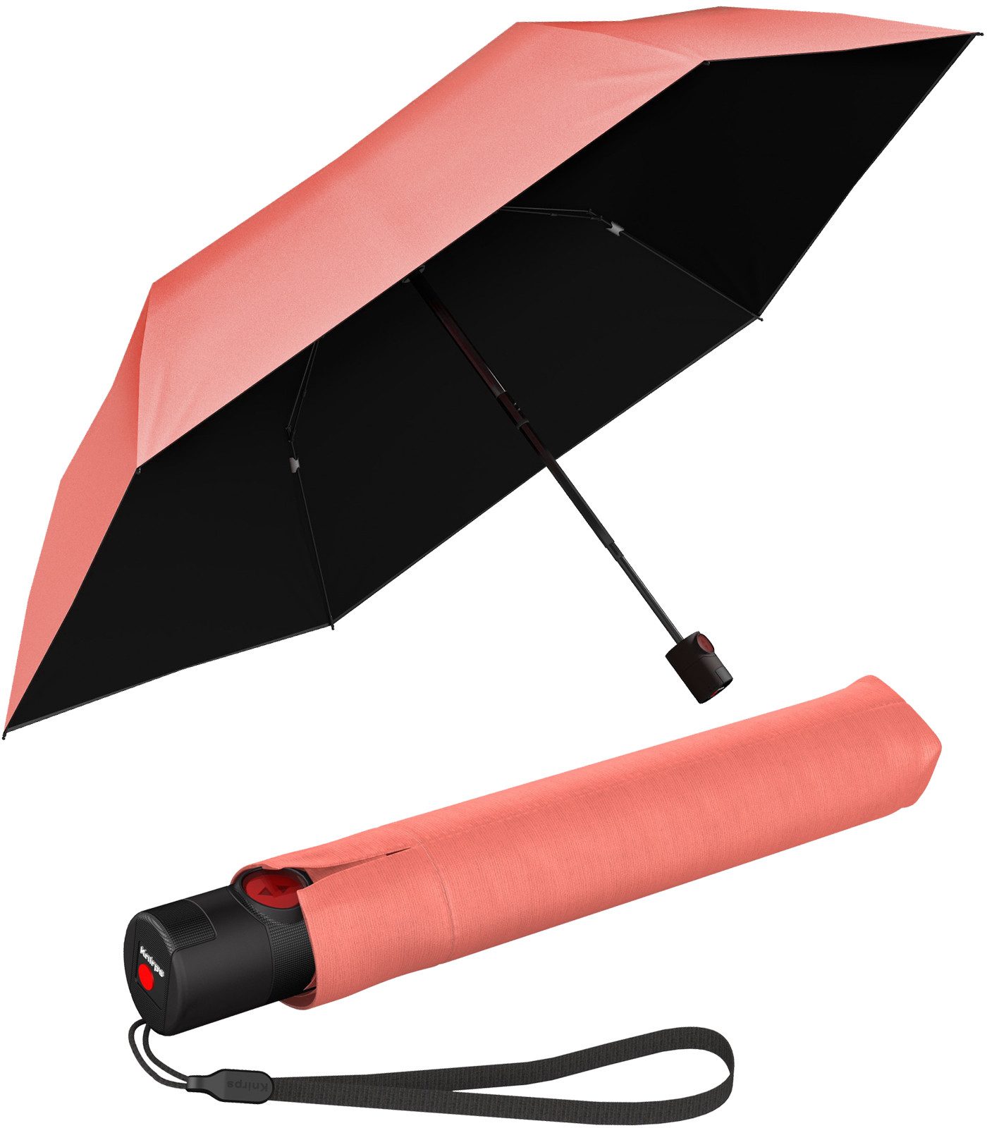 Knirps® Taschenregenschirm U.200 Ultra Light Duomatic - UV coated, mit UV- und Hitzeschutz, schwarz-salmon