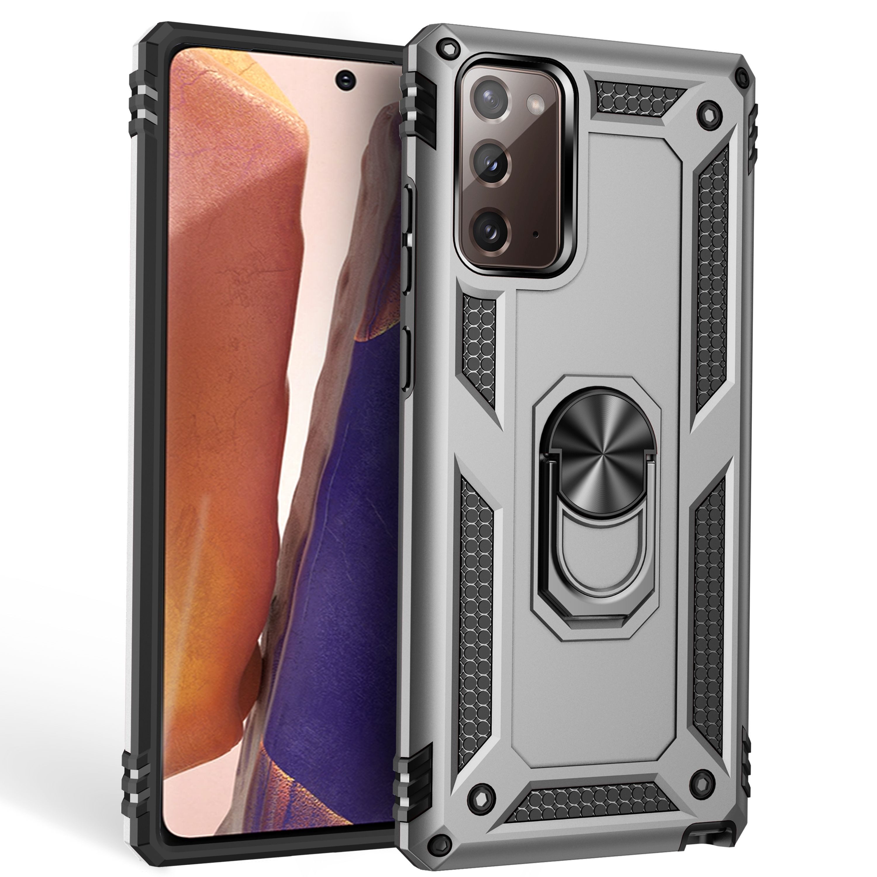Nalia Smartphone-Hülle Samsung Galaxy Note 20 17 cm (6,7 Zoll), Outdoor Military Style Hülle mit Ring / Extrem Schützend / Panzer Case
