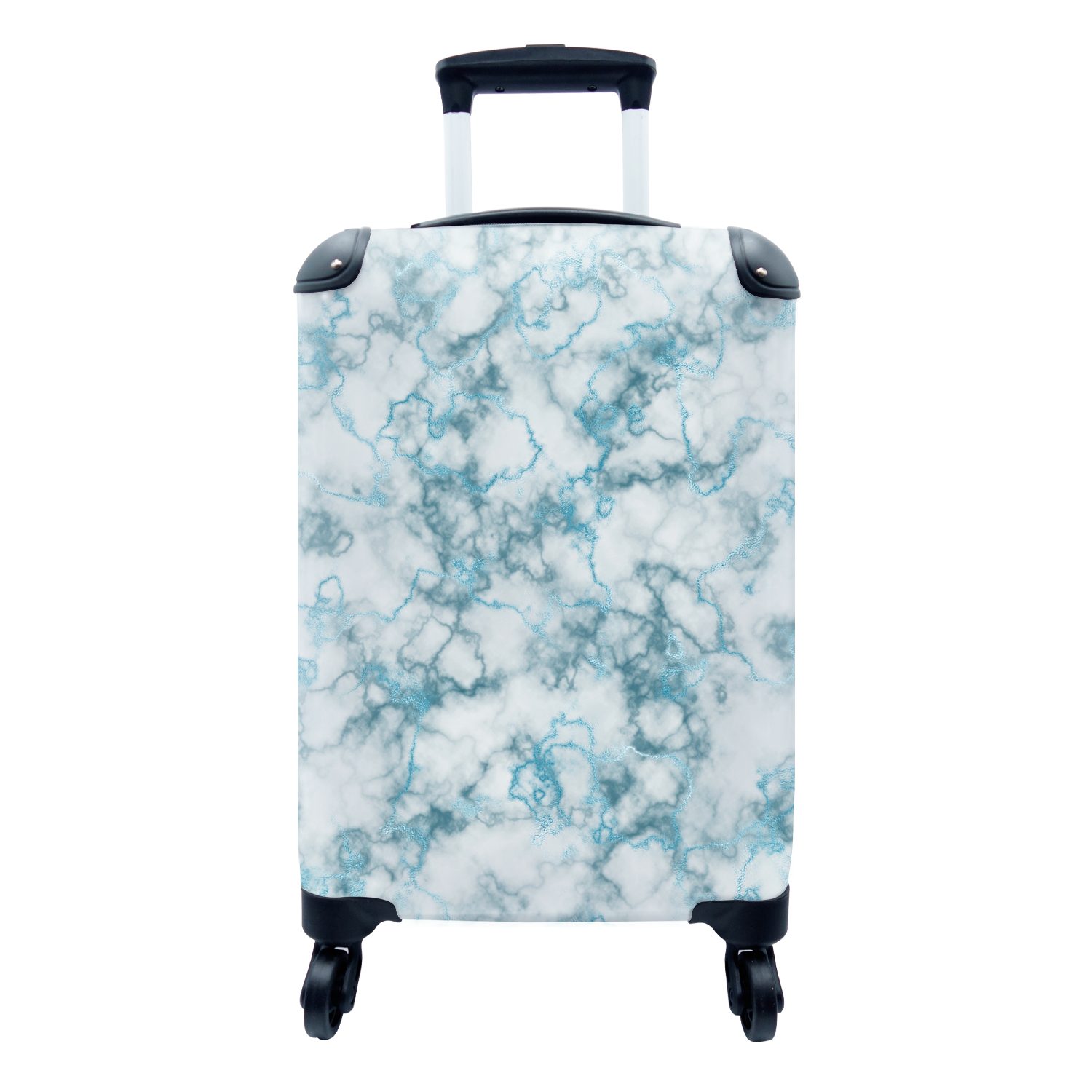 Reisekoffer - Handgepäckkoffer 4 Ferien, Rollen, Handgepäck Blau Reisetasche Muster, für Marmor Trolley, - MuchoWow mit rollen,