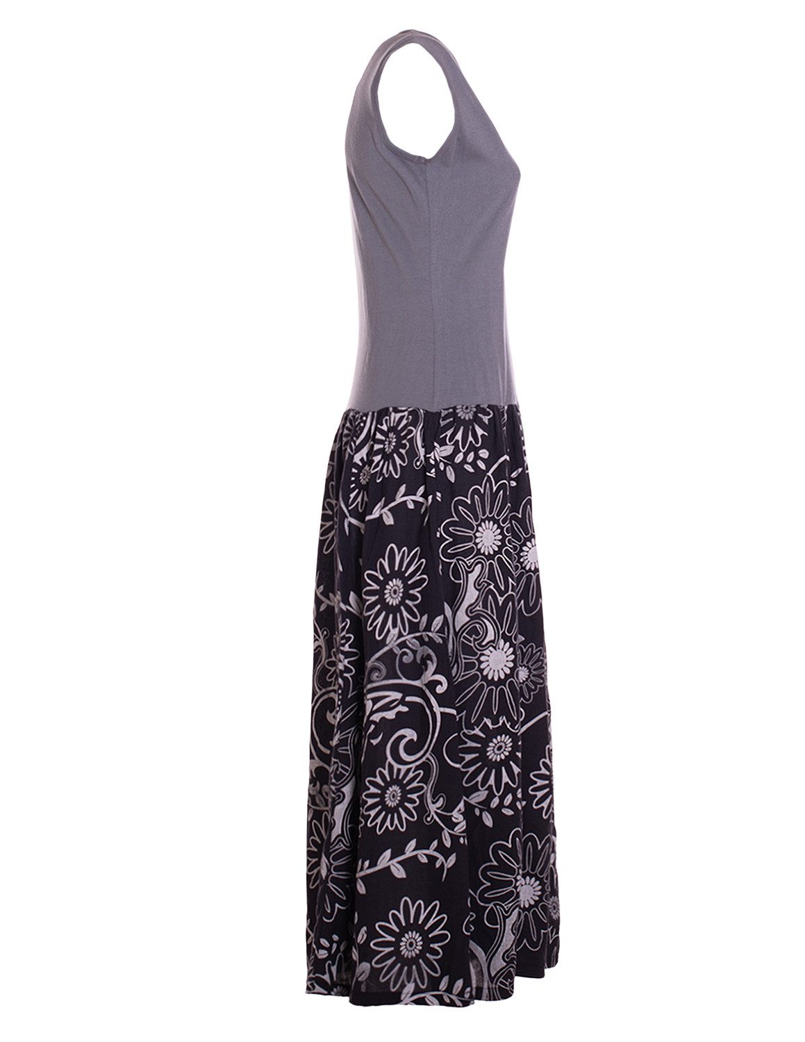 Vishes Maxikleid Damen Wadenlang Baumwolle Casual Bedruckt Verstellbares Kleid Alternative Mode, Boho, Hippie, Ethno, Festival