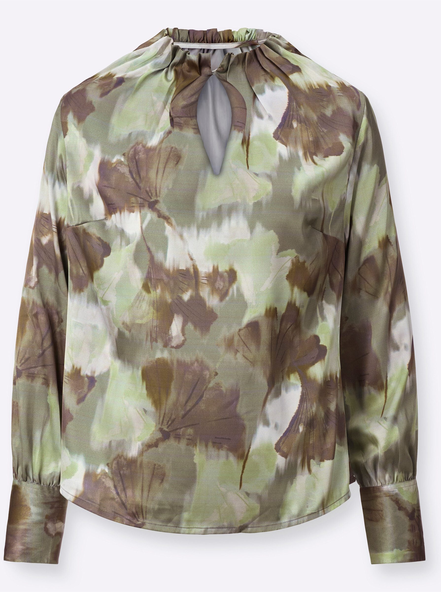 Klassische Bluse Satin-Bluse Langarm