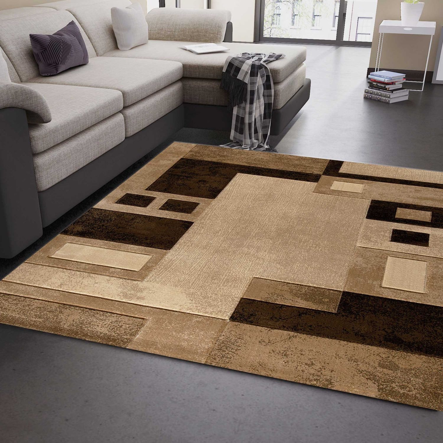 Vimoda Designteppich Teppich Wohnzimmer Modern Teppich braun kariert, Recht günstig online kaufen