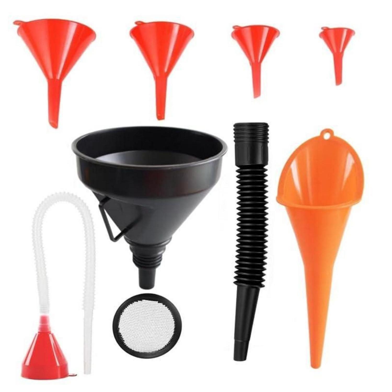 LuxusKollektion Öltrichter Einfülltrichter 7 Stück Kunststoff Auto Rot Orange Schwarz-4 Stück
