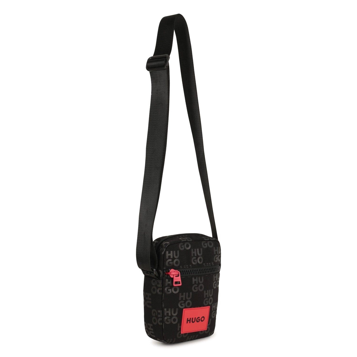 HUGO Umhängetasche HUGO Kids Umhängetasche Schwarz/Rot Messenger Bag mit Logo details