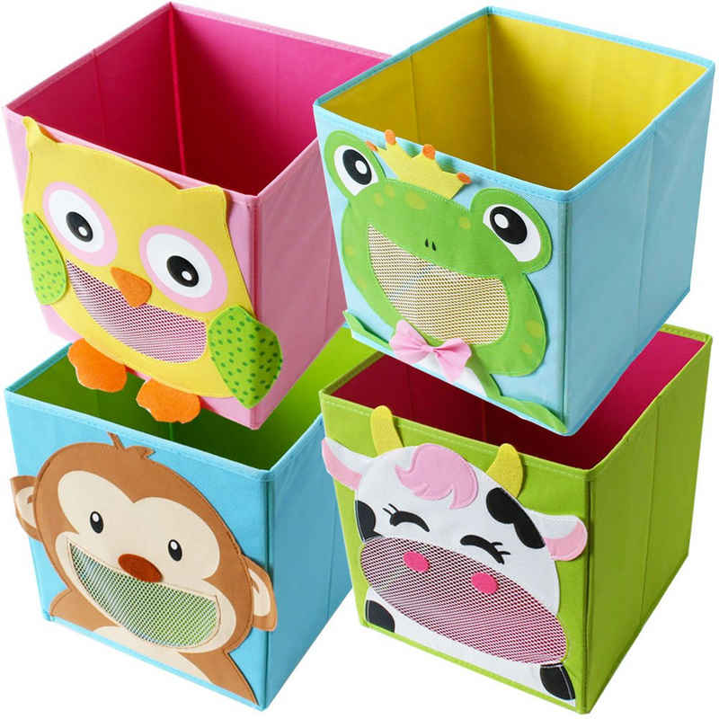 TE-Trend Faltbox 4 Stück Spielzeugtruhe Aufbewahrung Motiv Faltbox