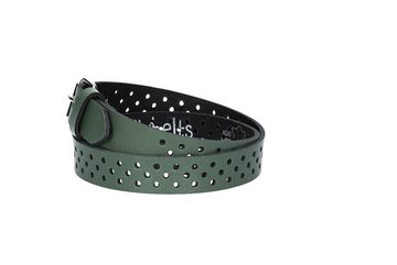 kiddybelts Ledergürtel Mini 20mm in Grün mit durchgehender Lochung und dunkler Rollschließe (KB18-560) sehr weiches Vollrindleder