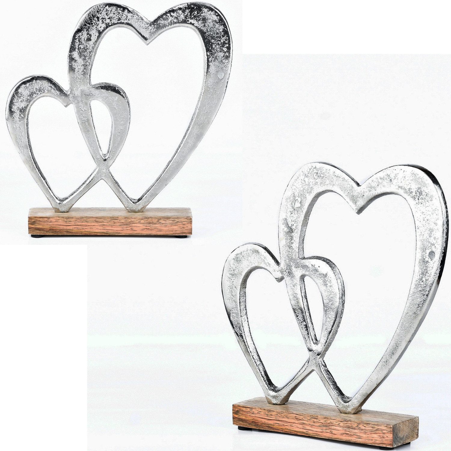 Marrakesch Orient & Mediterran Interior Dekoobjekt 2er Set Herz Dekoaufsteller Dekoobjekt Silber Amour -10-, Handarbeit
