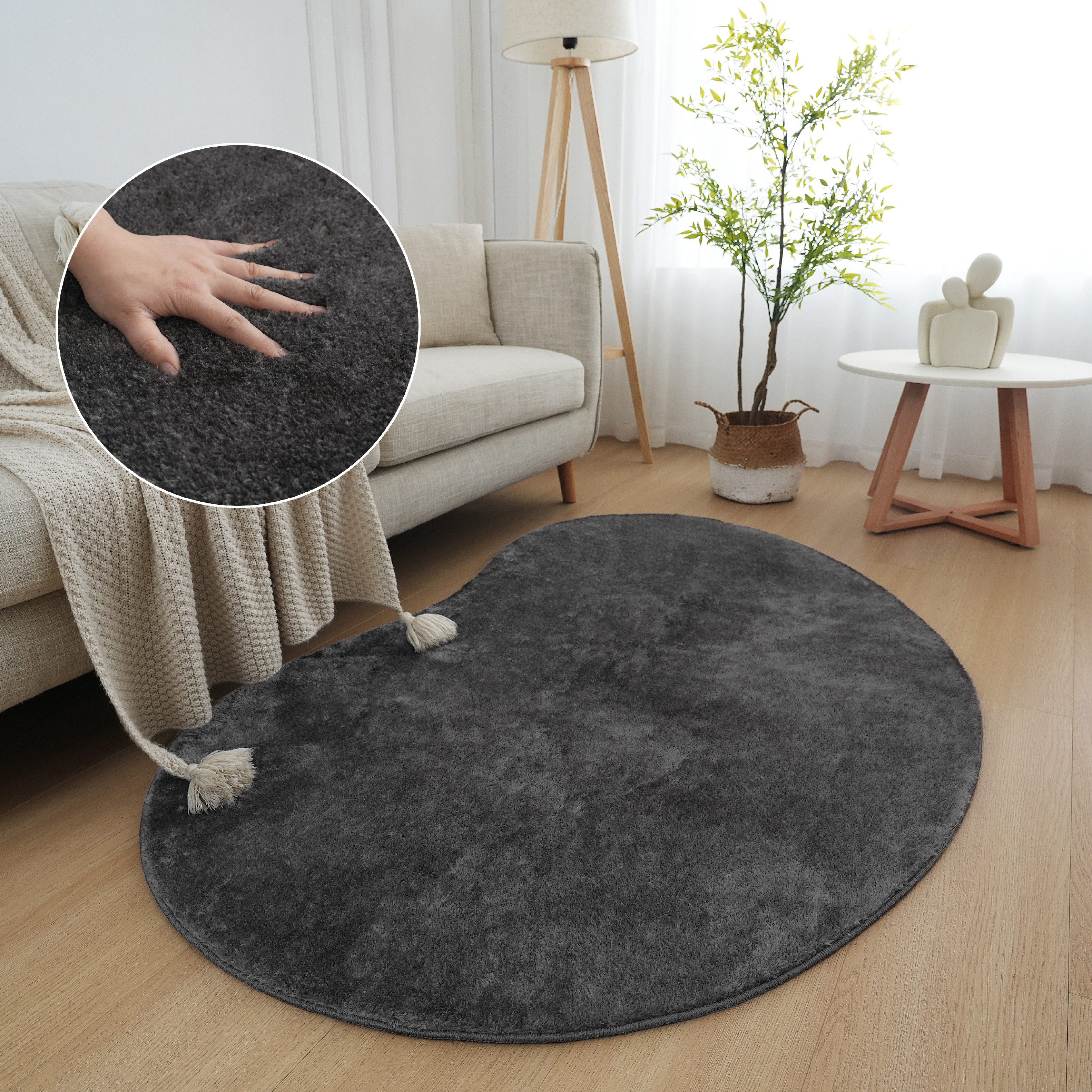 my home Teppich Cali Bean, U-förmig, Höhe: 16 mm, besondere Form, Uni, weic günstig online kaufen